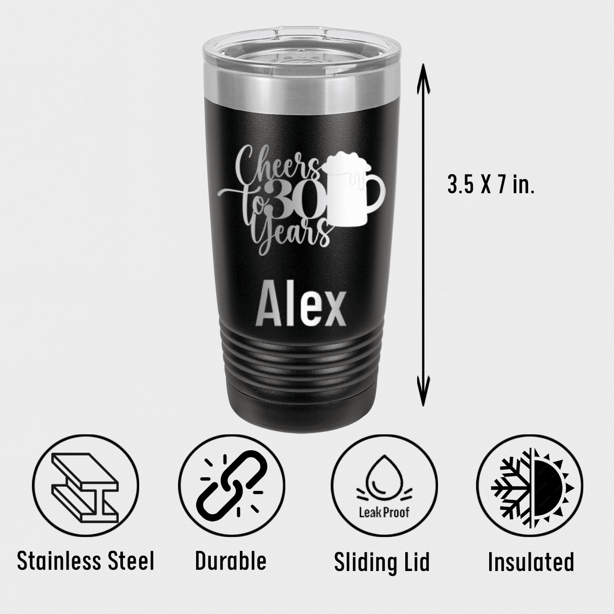 Personalized Cheers To Thirty Beer Tumbler for her, Customized Gifts for Women by Groovy Girl Gifts