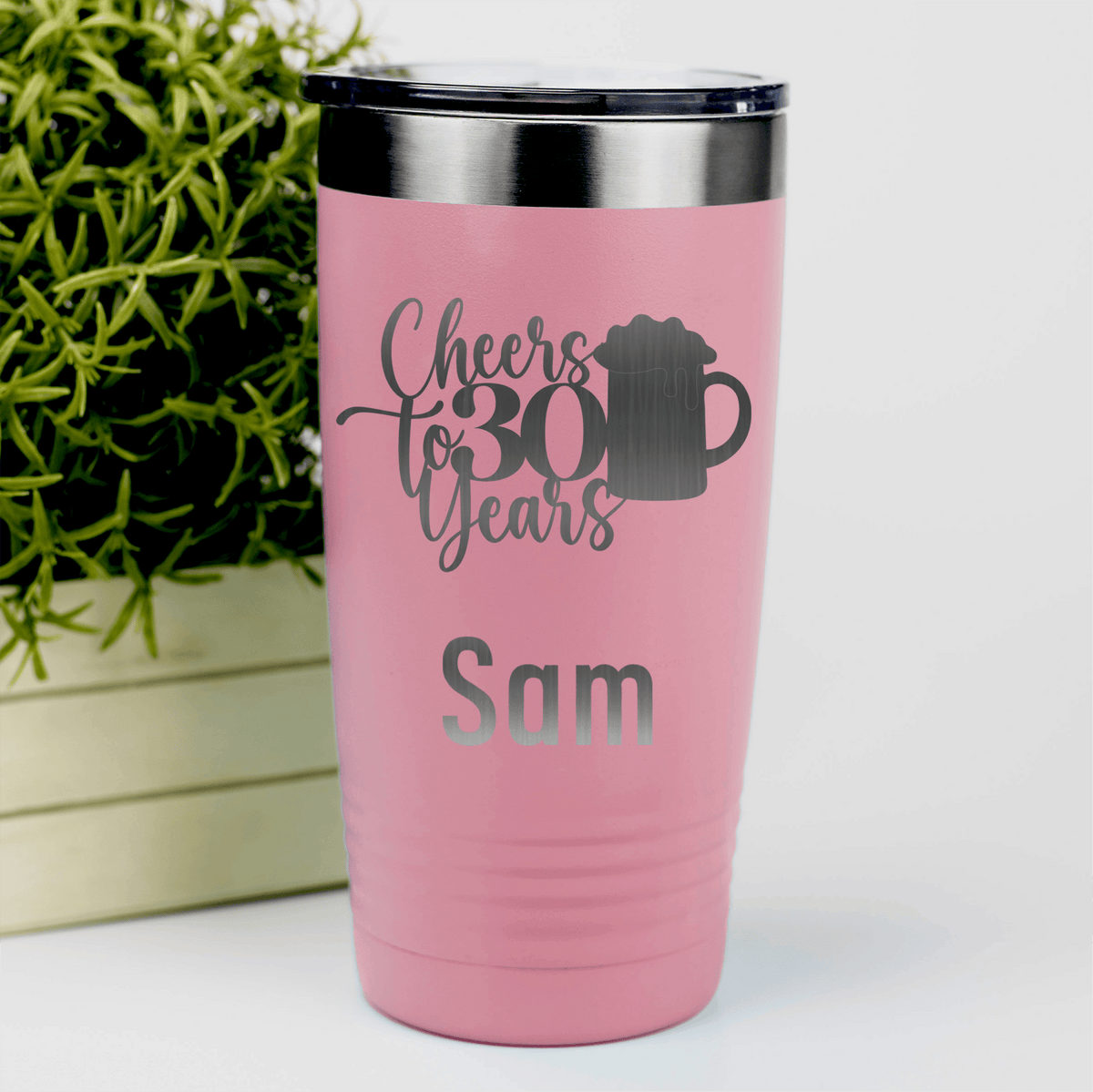 Salmon Birthday Tumbler With Cheers To Thirty Beer Design