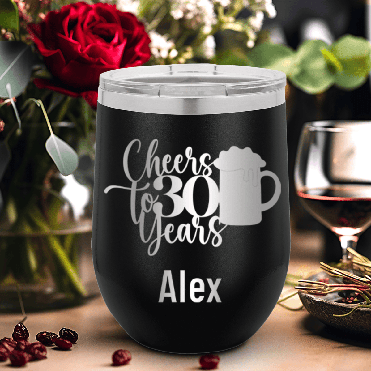 Personalized Cheers To Thirty Beer Wine Tumbler for her, Customized Gifts for Women by Groovy Girl Gifts