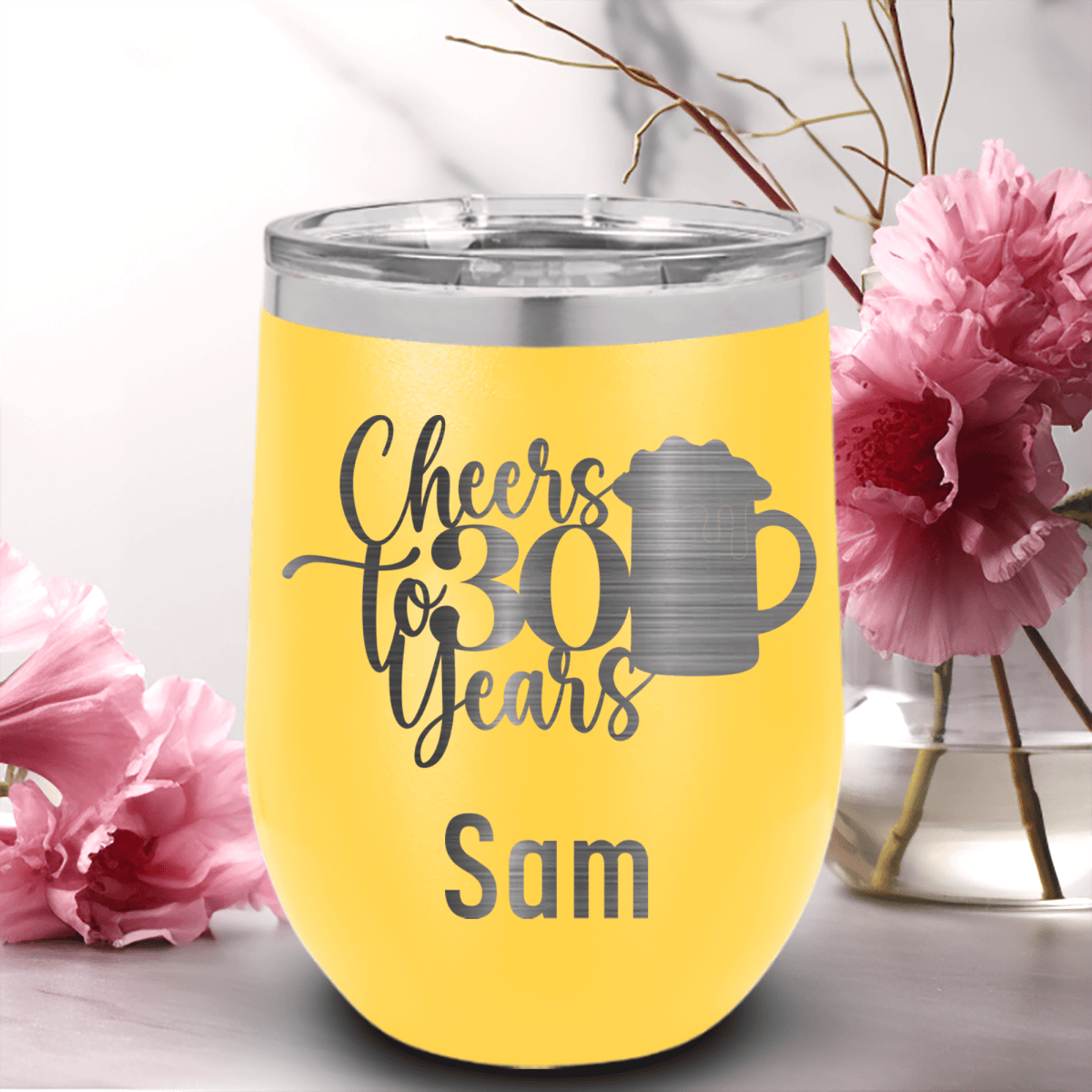 Personalized Cheers To Thirty Beer Wine Tumbler for her, Customized Gifts for Women by Groovy Girl Gifts