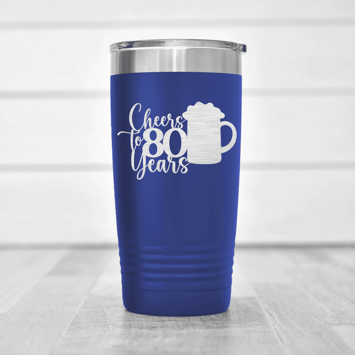 Blue birthday tumbler Cheers to 80 Years Beer