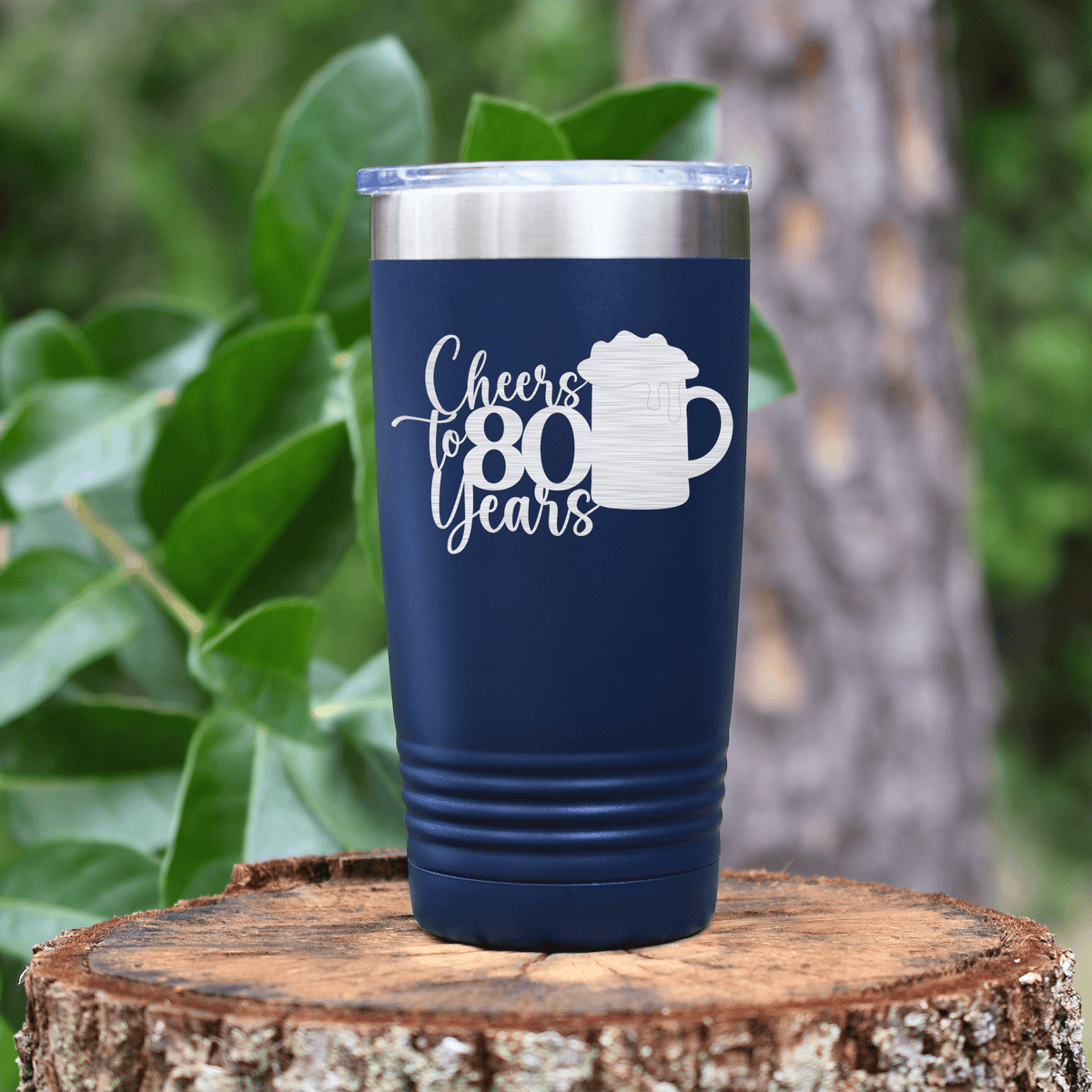 Navy birthday tumbler Cheers to 80 Years Beer