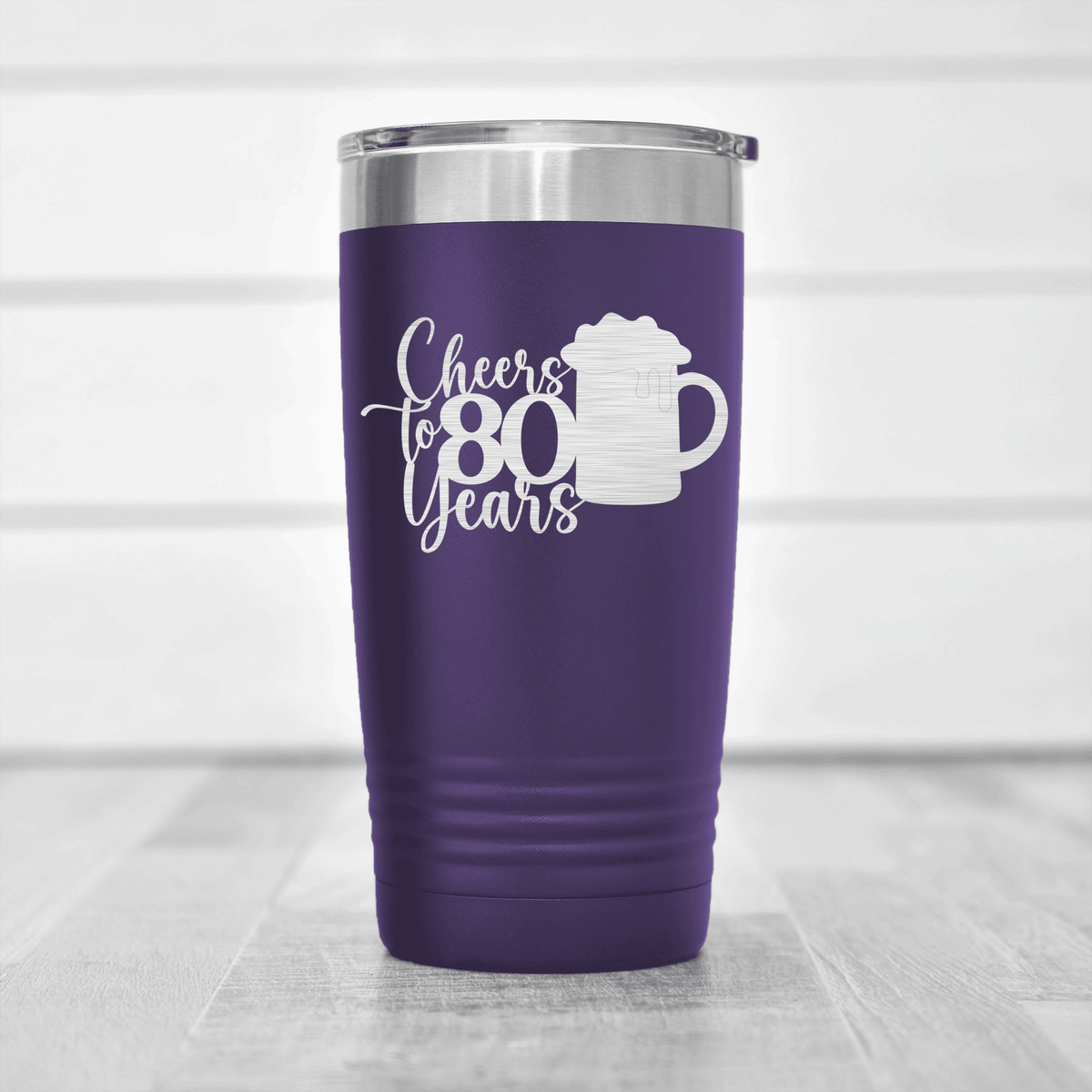 Purple birthday tumbler Cheers to 80 Years Beer