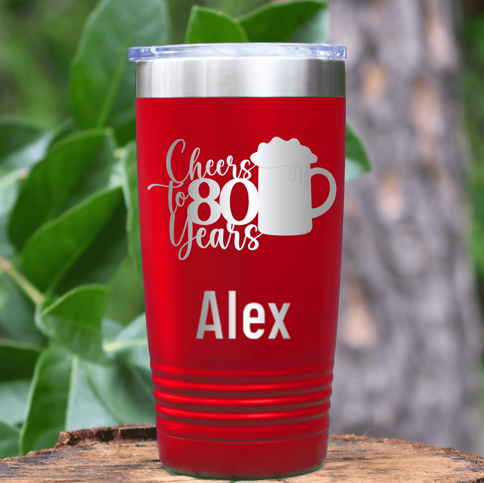Blue Birthday Tumbler With Cheers To 80 Years Beer Design