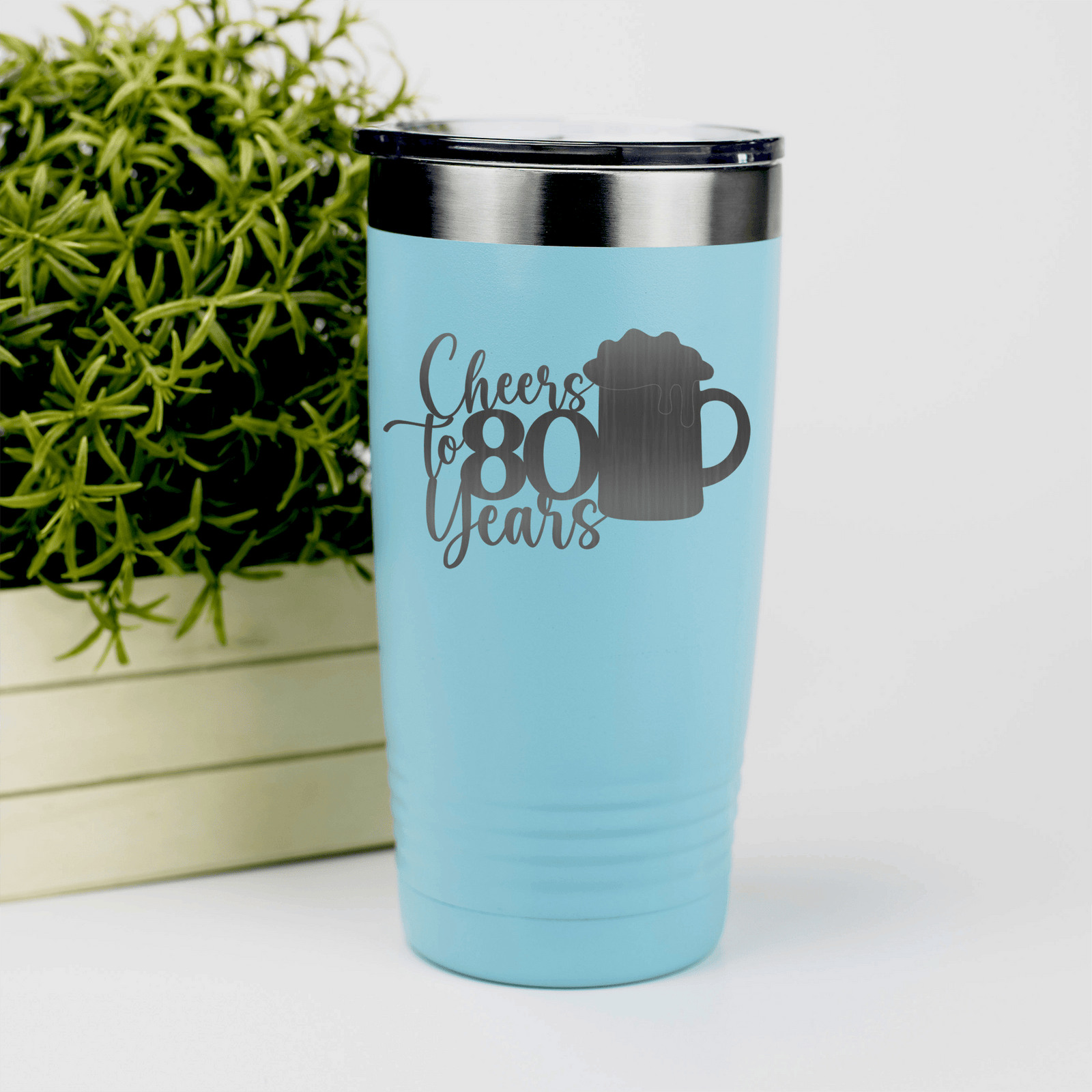 Teal birthday tumbler Cheers to 80 Years Beer