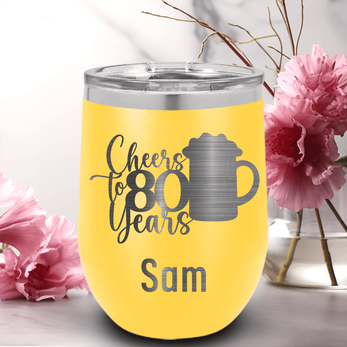 Personalized Cheers to 80 Years Beer Wine Tumbler for her, Customized Gifts for Women by Groovy Girl Gifts