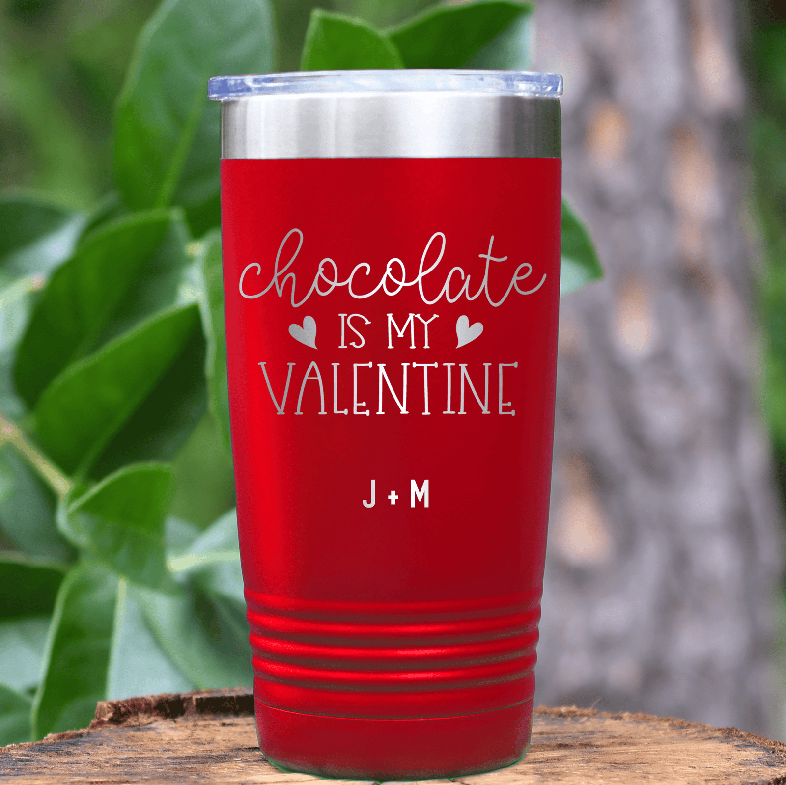 Purple Valentines Day Tumbler With Chocolate Is My Valentine Design