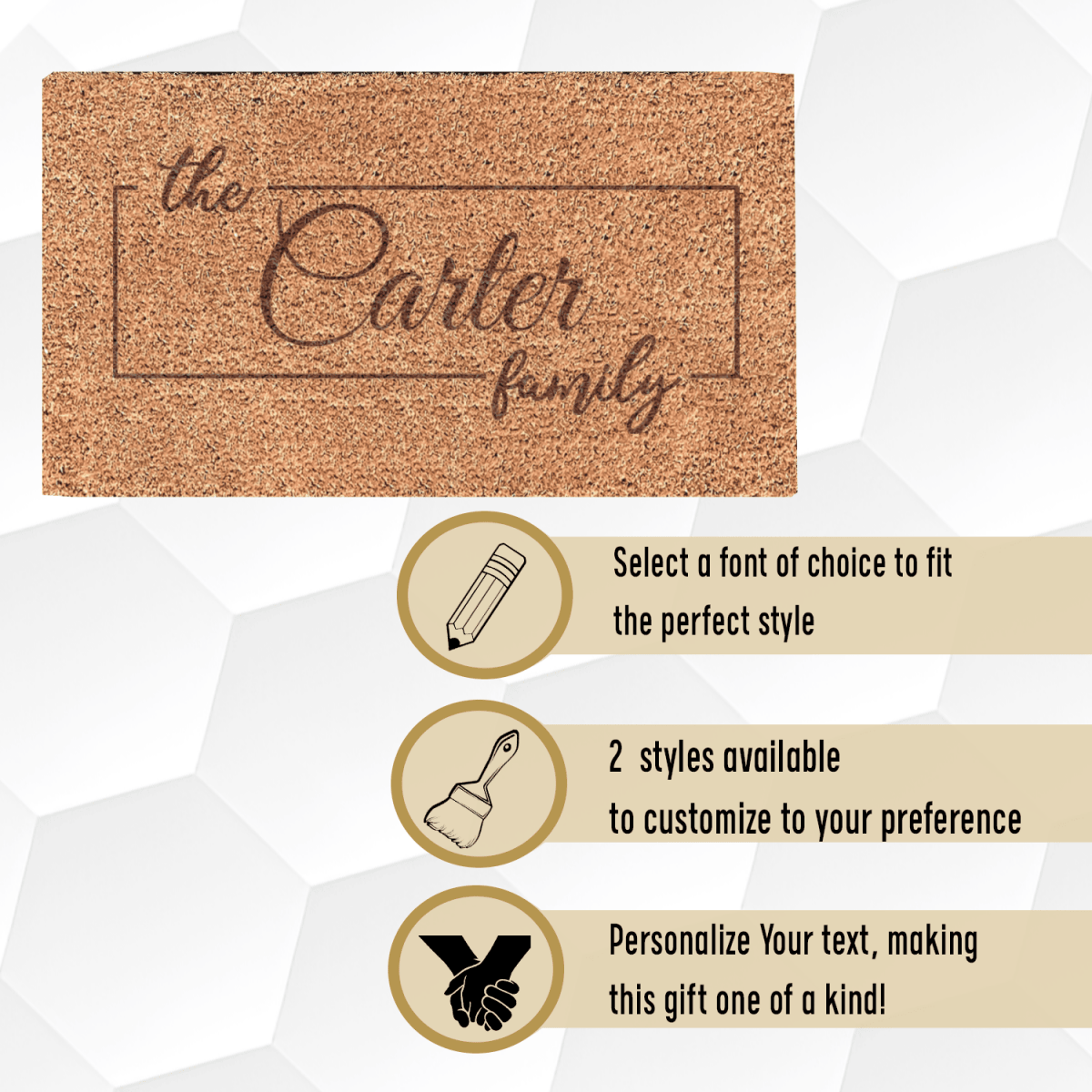 Personalized Classic Family Legacy Engraved Door Mat for her, Customized Gifts for Women by Groovy Girl Gifts