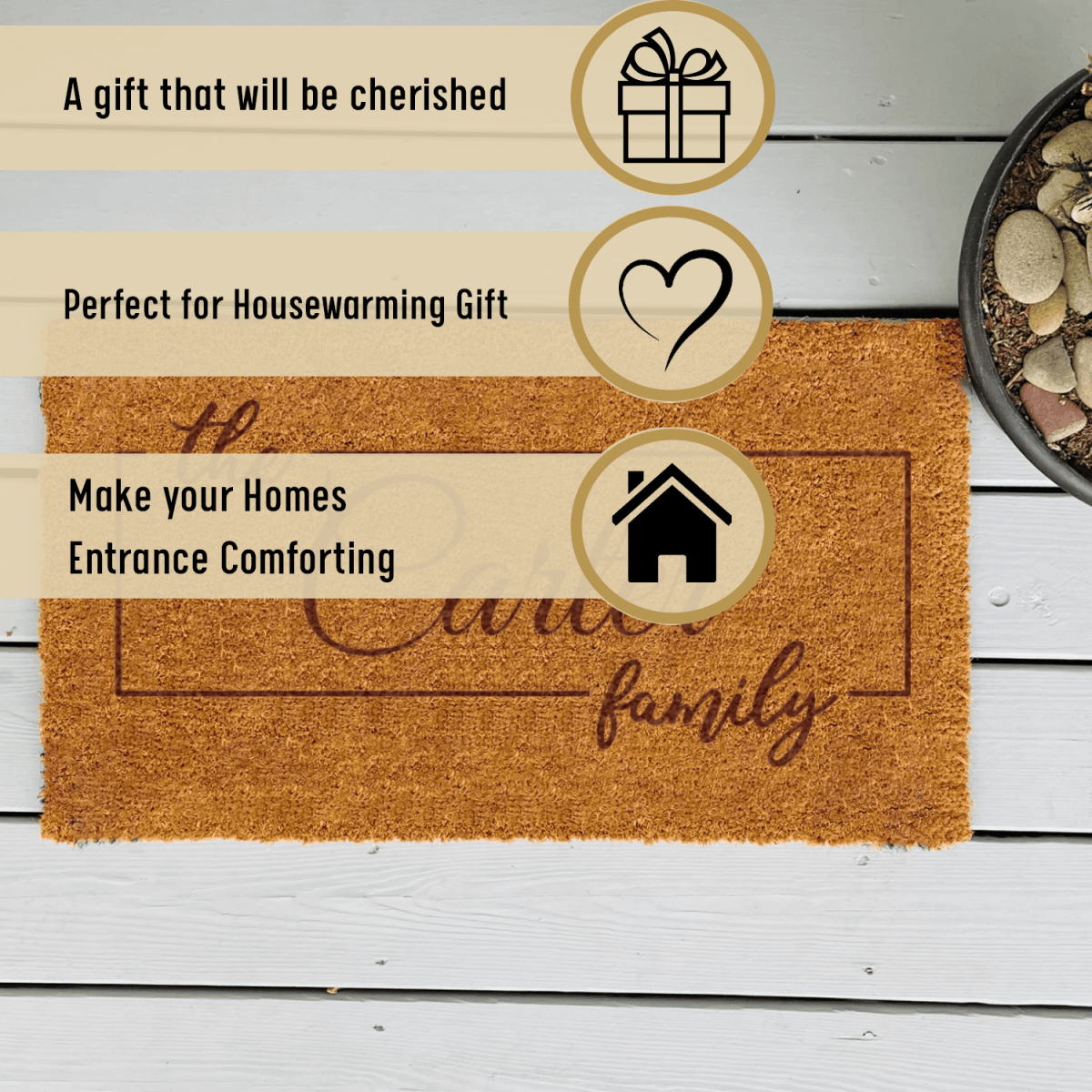 Personalized Classic Family Legacy Engraved Door Mat for her, Customized Gifts for Women by Groovy Girl Gifts