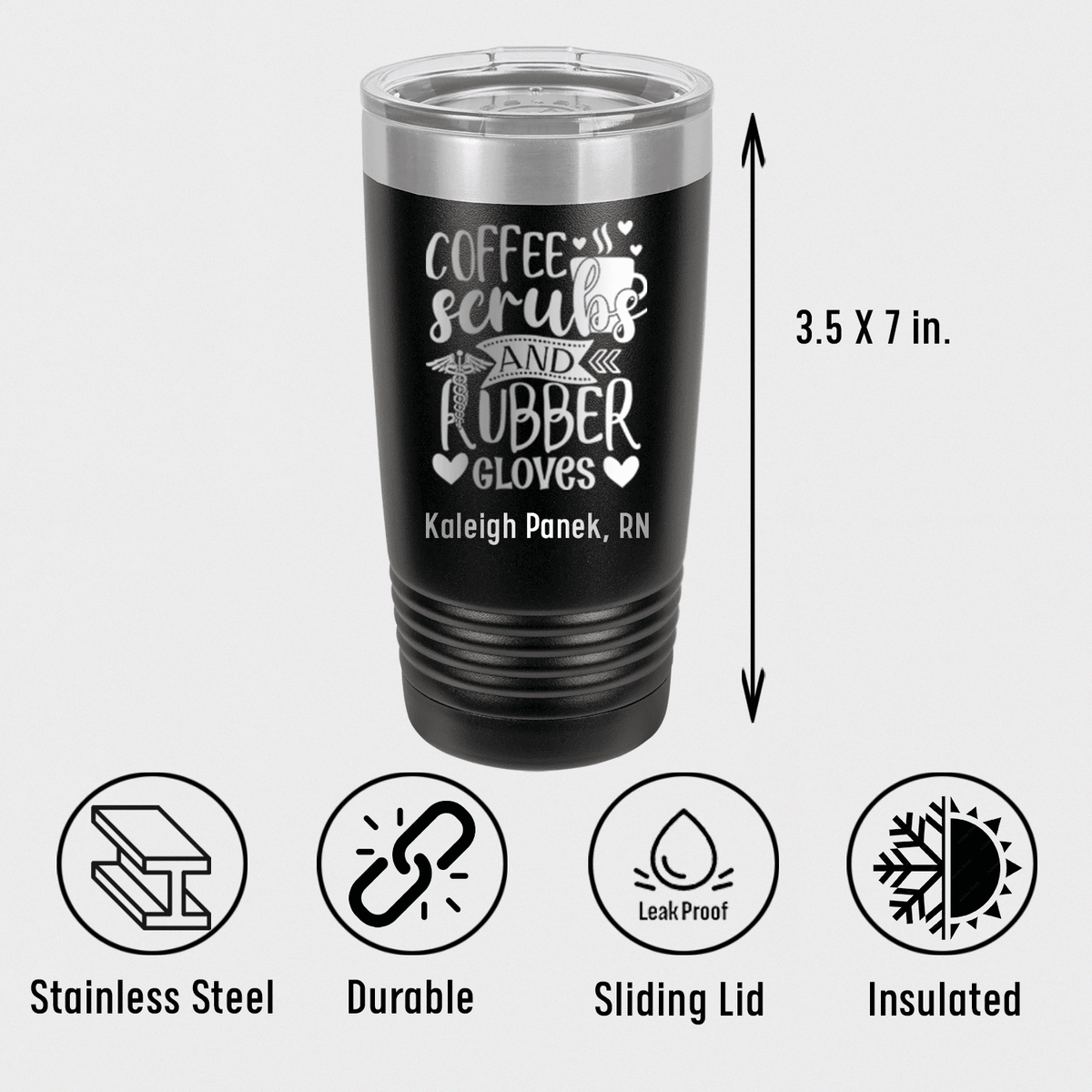 Personalized Coffee Scrubs And Gloves Tumbler for her, Customized Gifts for Women by Groovy Girl Gifts