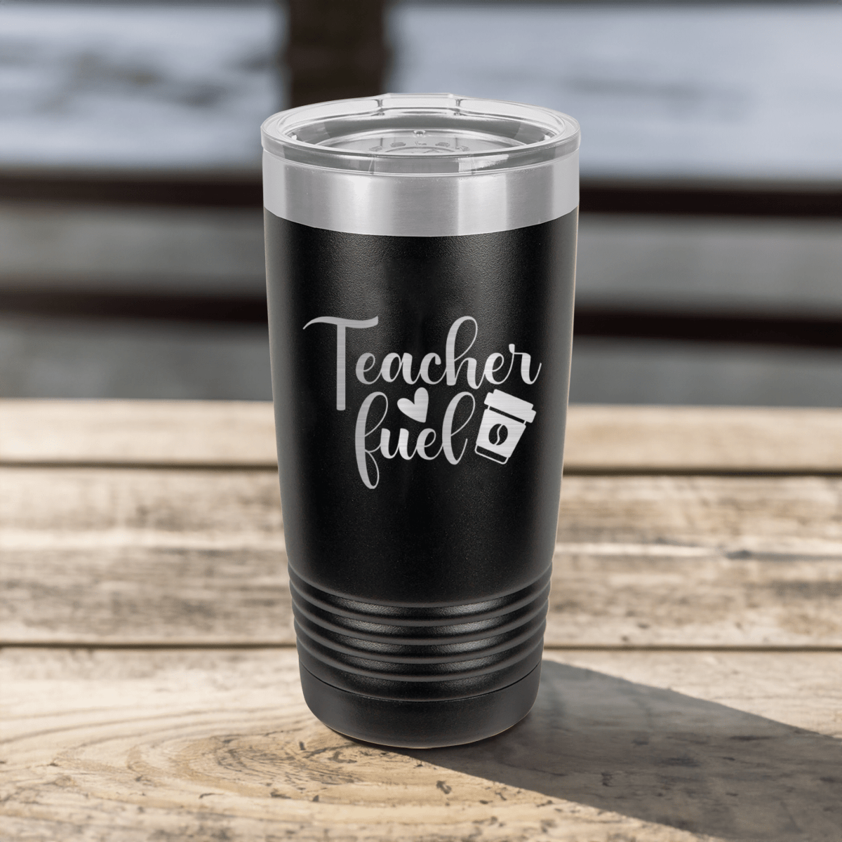 Funny Coffee Teacher Fuel Ringed Tumbler