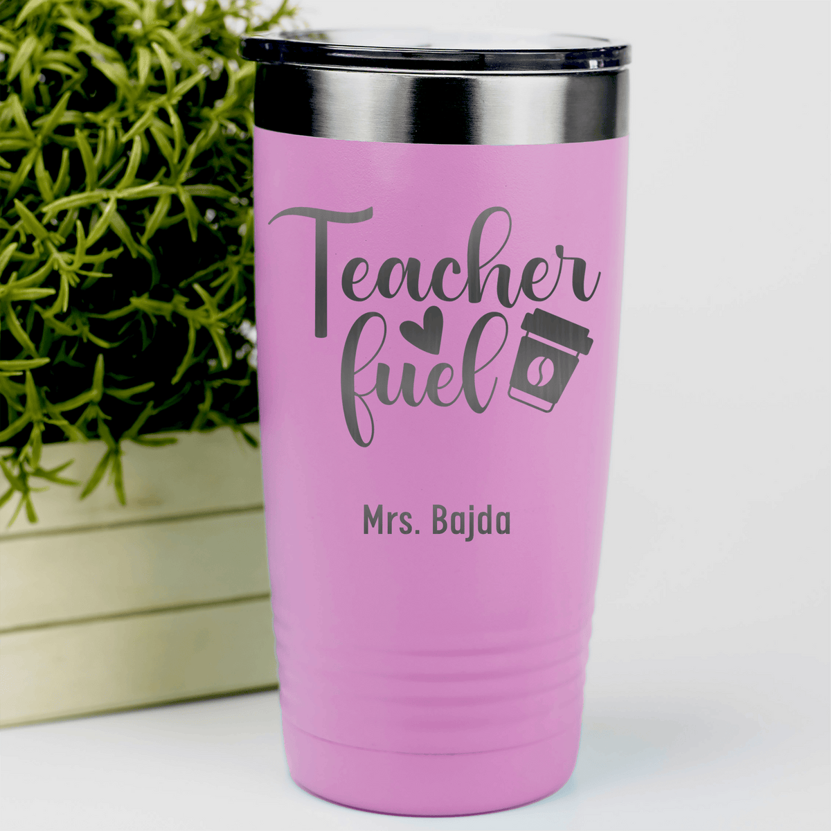Pink Teacher Tumbler With Coffee Teacher Fuel Design
