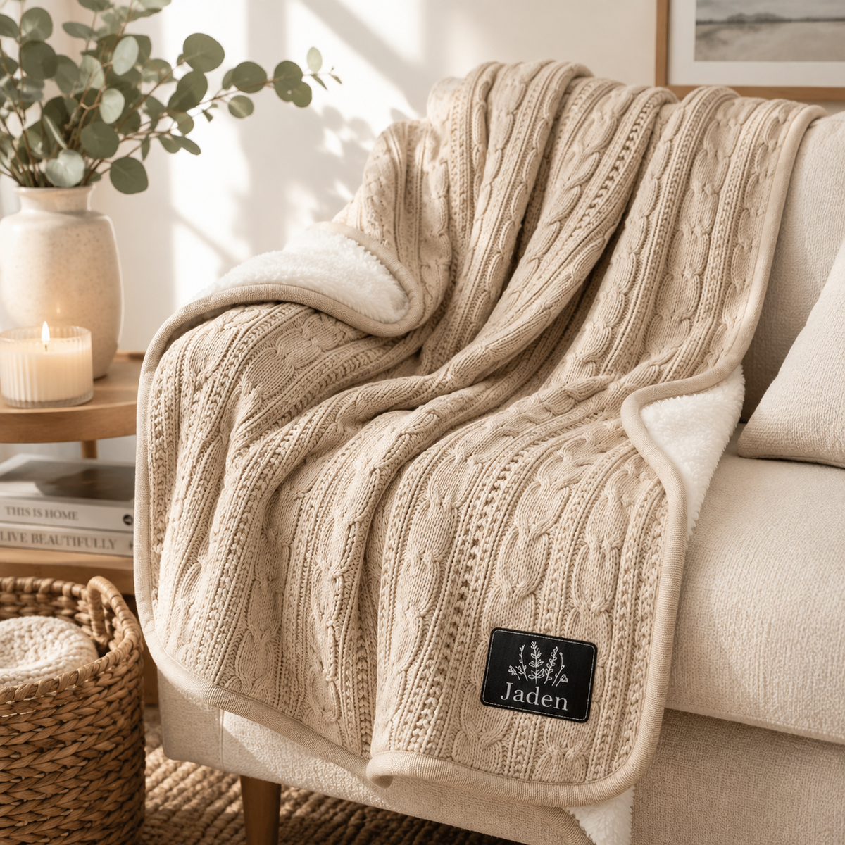 Warm Hugs Cable Knit Blanket