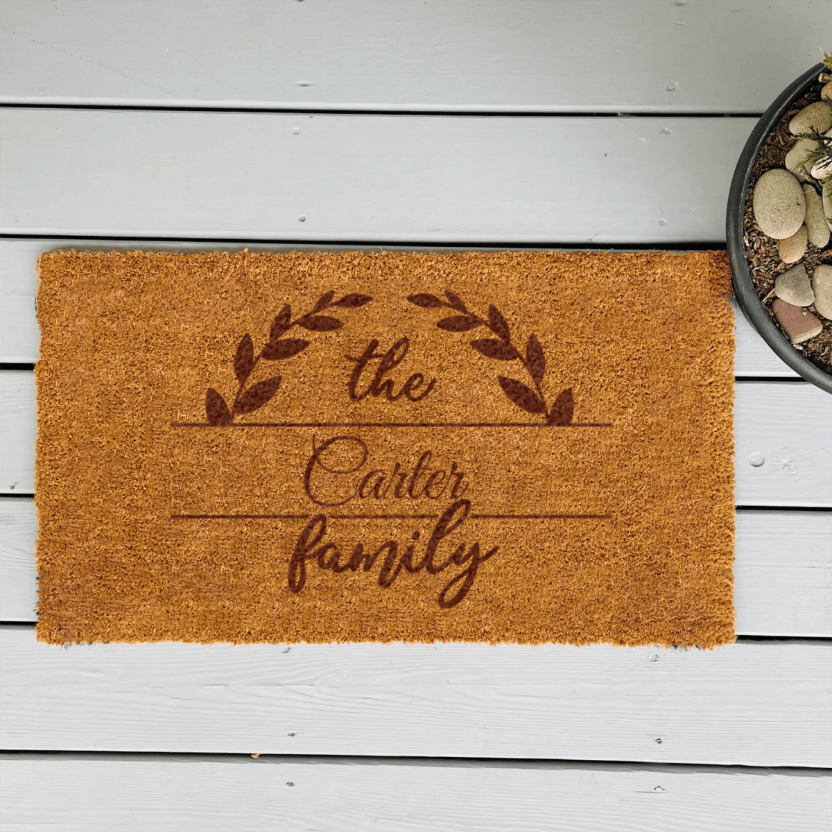 Crest Of Family Engraved Door Mat