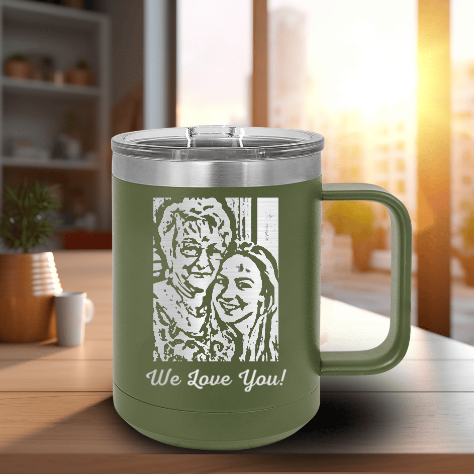 Military Green Mothers Day Mug Shaped Tumbler With Custom Mothers Day Design