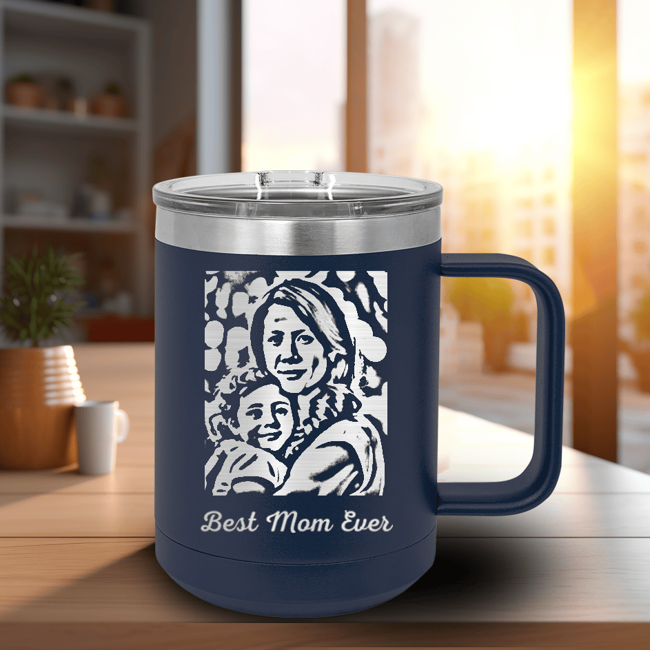 Navy Mothers Day Mug Shaped Tumbler With Custom Mothers Day Design