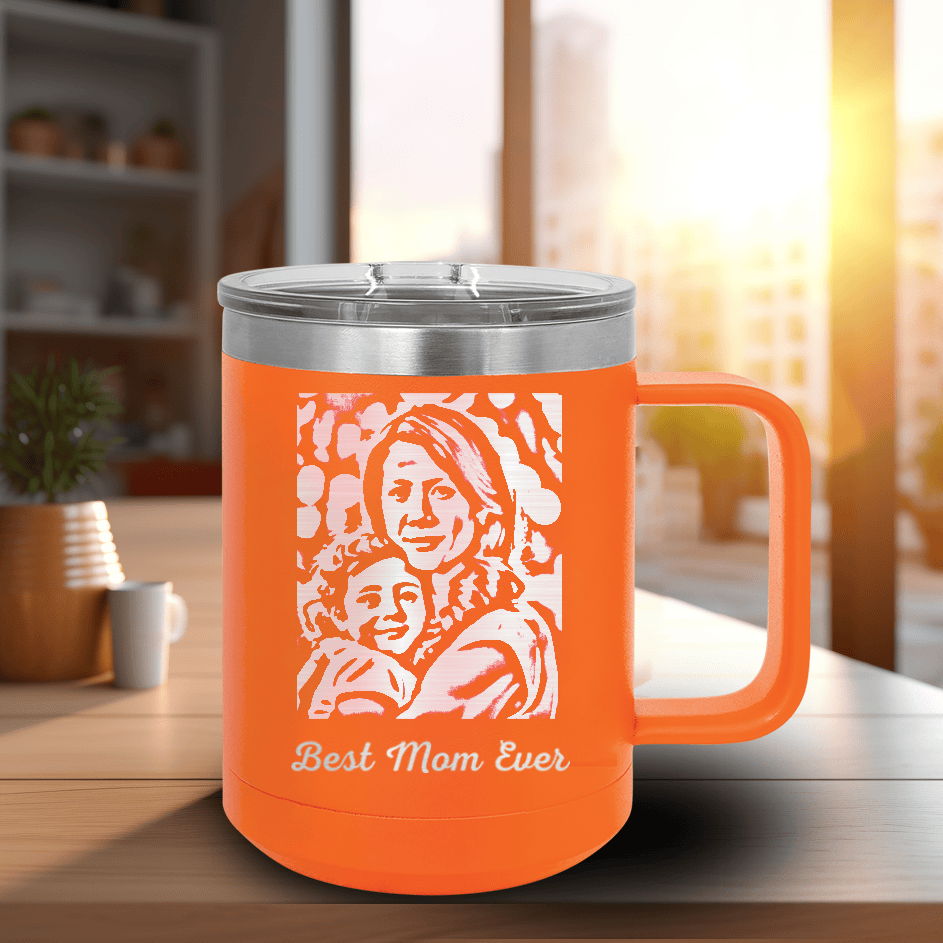 Orange Mothers Day Mug Shaped Tumbler With Custom Mothers Day Design