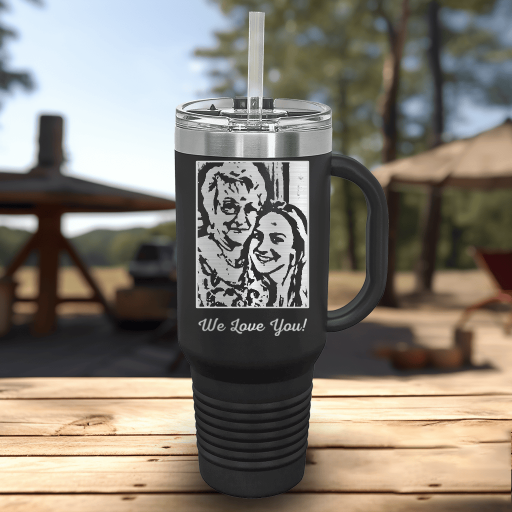 Black Mothers Day Tumbler With Handle And Straw With Custom Mothers Day Design