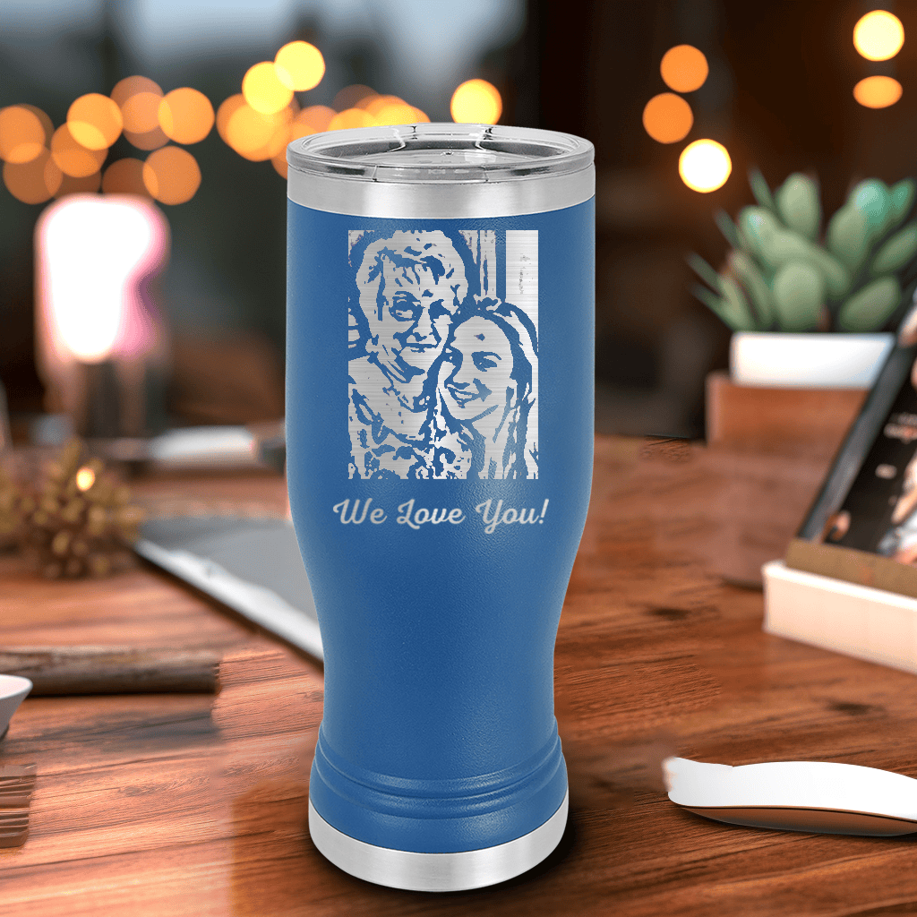 Blue Mothers Day Pilsner Tumbler With Custom Mothers Day Design