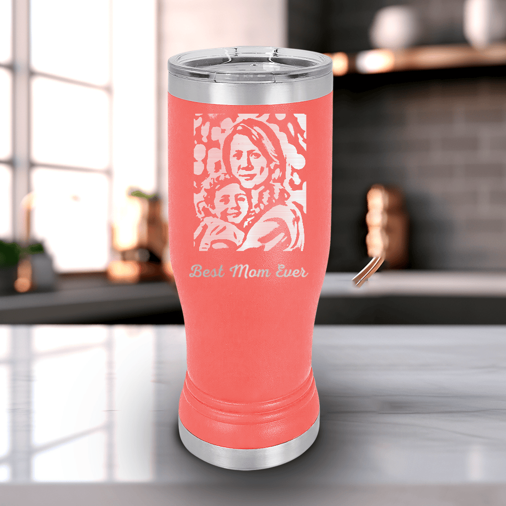 Coral Mothers Day Pilsner Tumbler With Custom Mothers Day Design