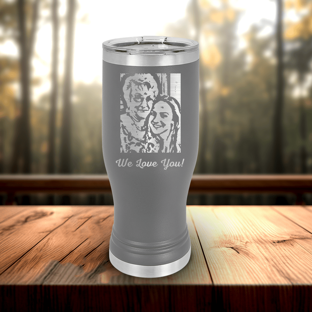 Grey Mothers Day Pilsner Tumbler With Custom Mothers Day Design