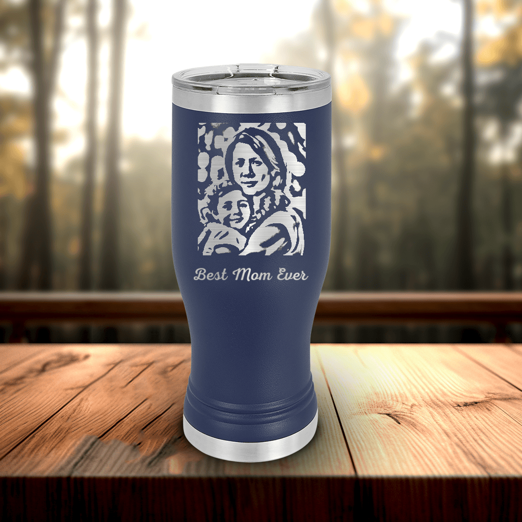 Navy Mothers Day Pilsner Tumbler With Custom Mothers Day Design