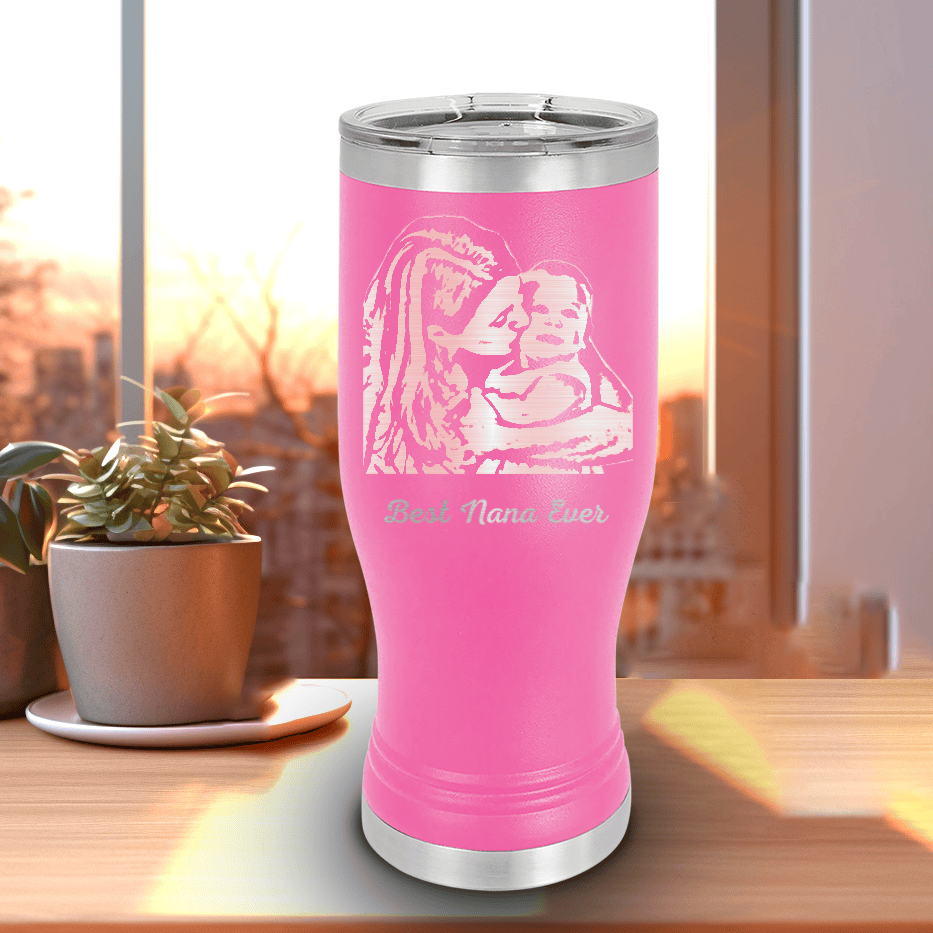 Pink Mothers Day Pilsner Tumbler With Custom Mothers Day Design