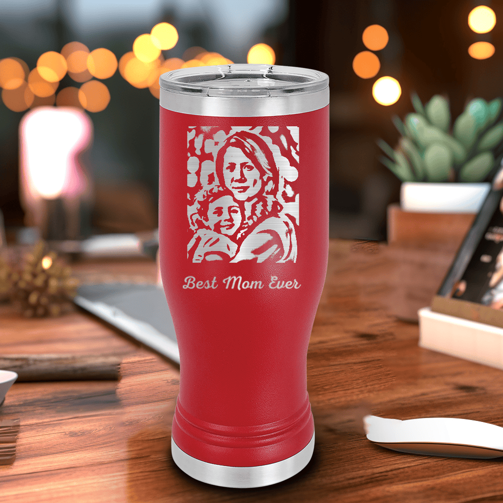 Red Mothers Day Pilsner Tumbler With Custom Mothers Day Design