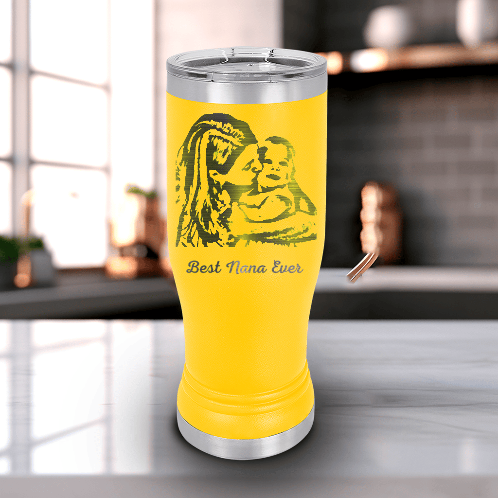 Yellow Mothers Day Pilsner Tumbler With Custom Mothers Day Design