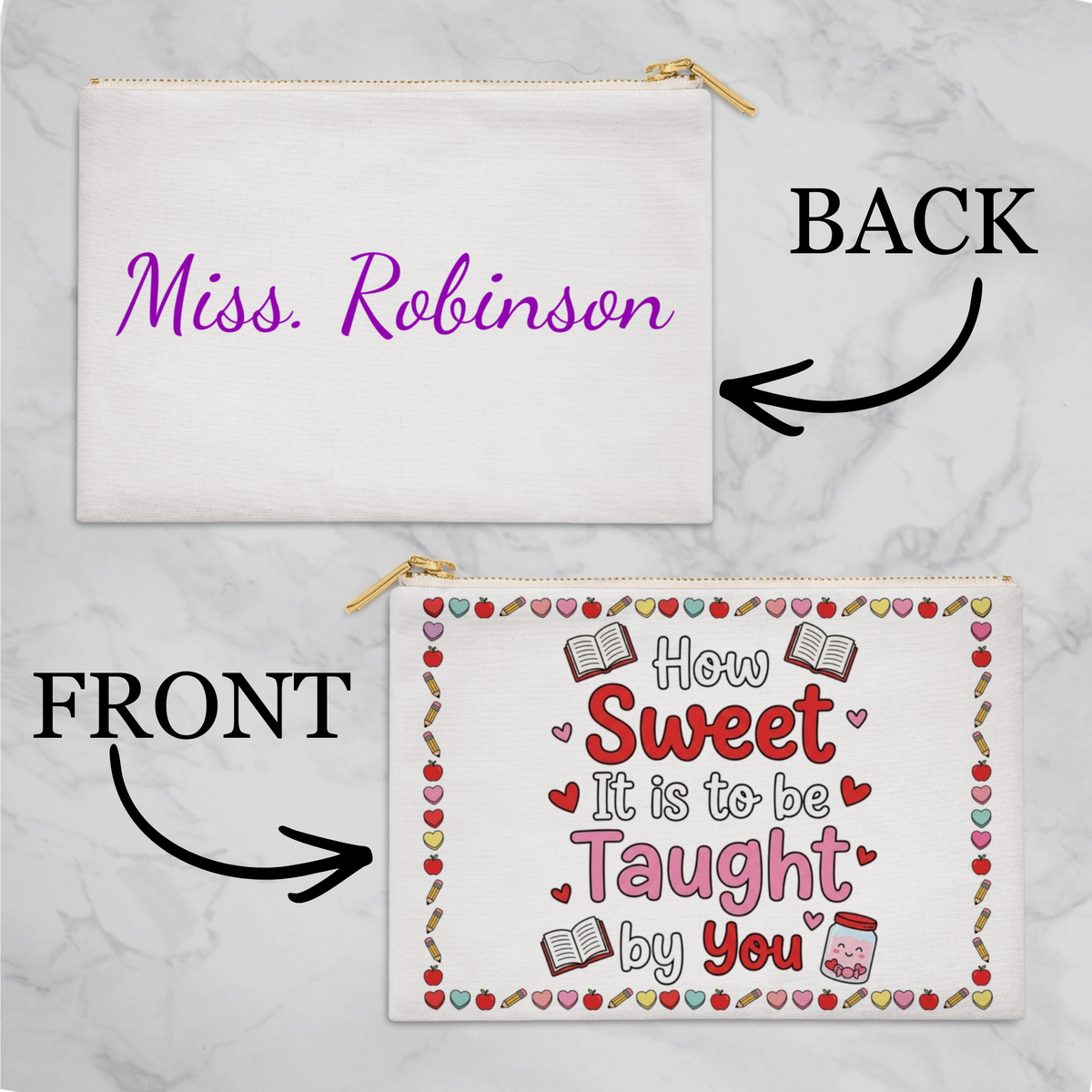 Personalized Teacher Valentine Pencil Pouch