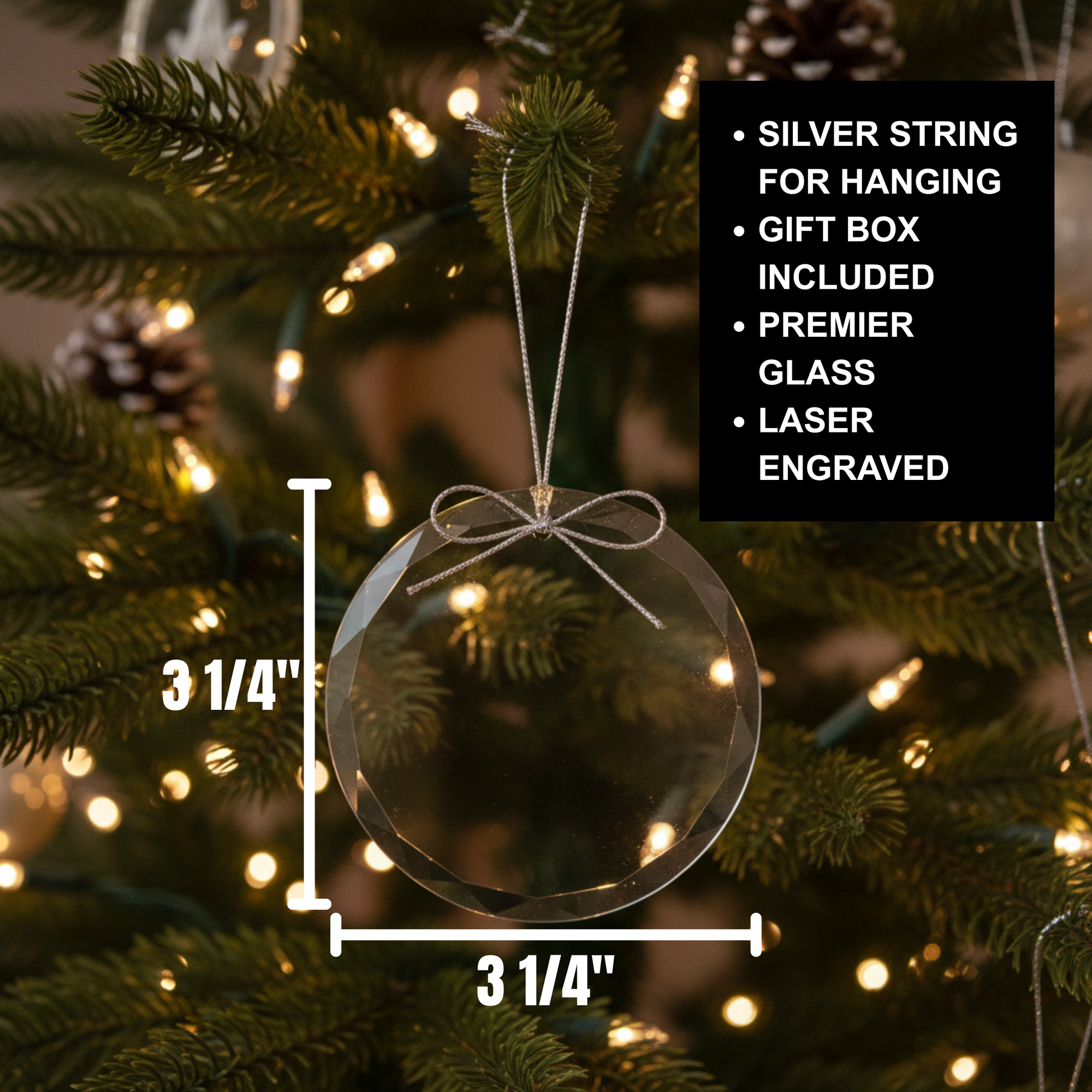 Personalized glass Christmas ornament for couple with names and custom message