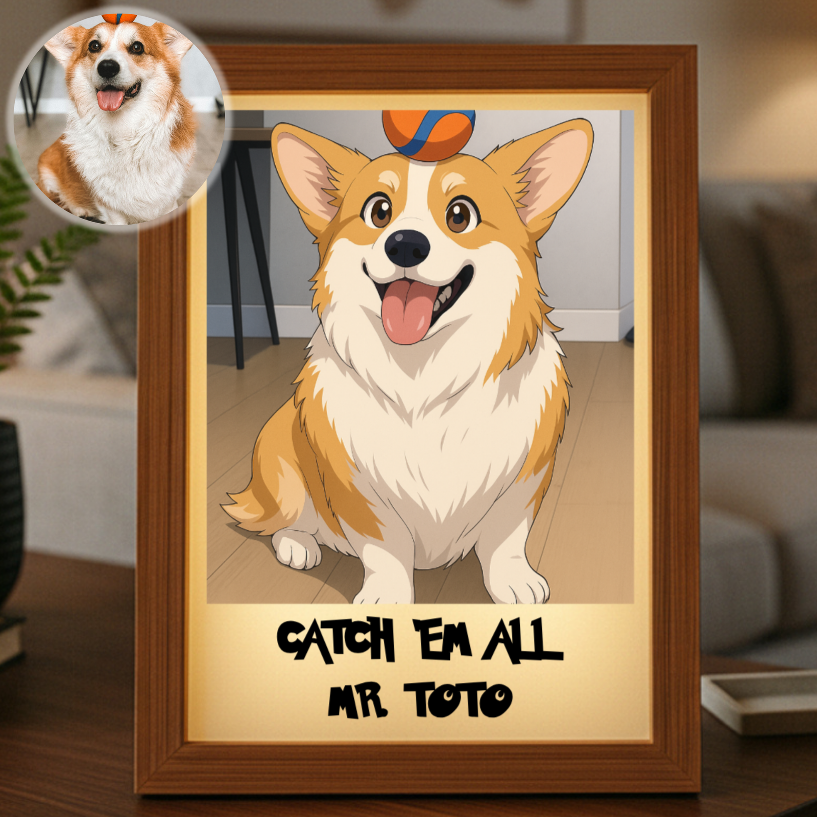 Custom anime portrait LED frame gift for him with photo and engraved message