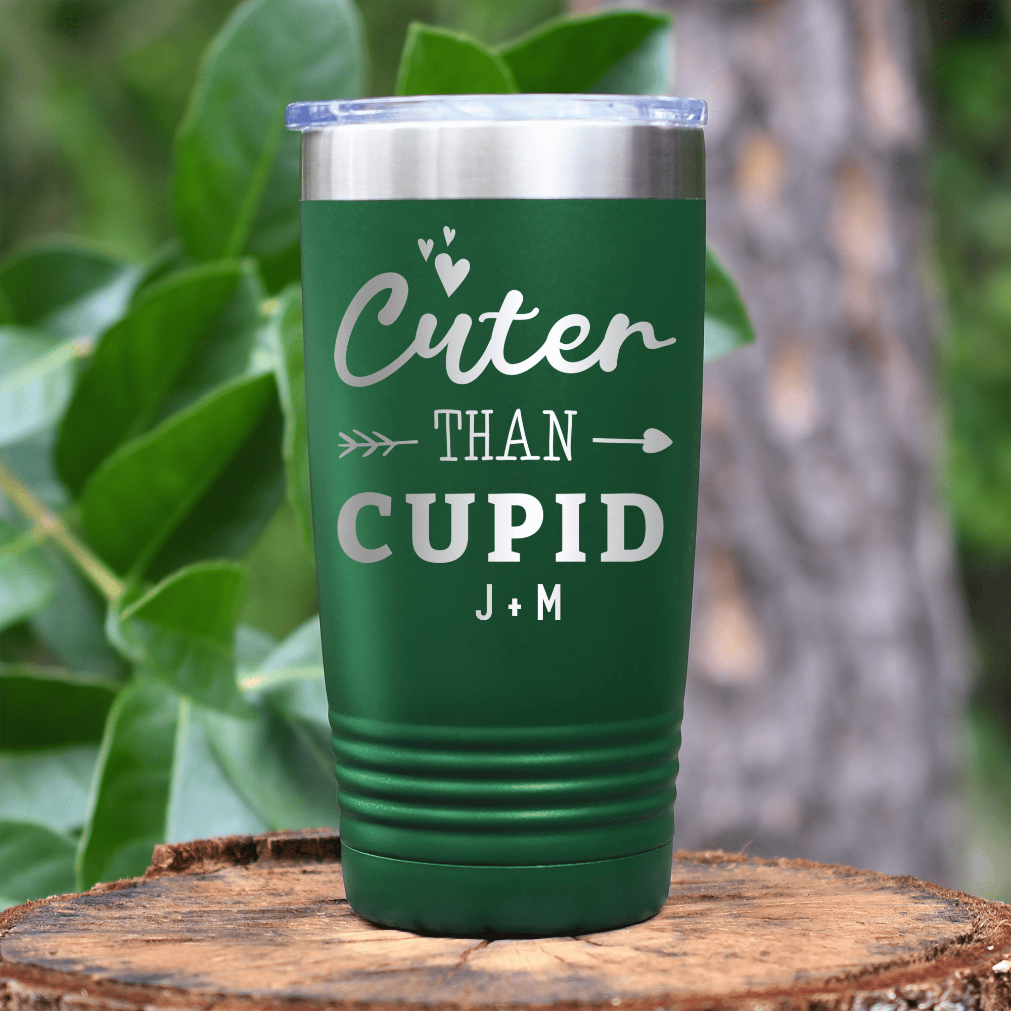 Green Valentines Day Tumbler With Cuter Than Cupid Design