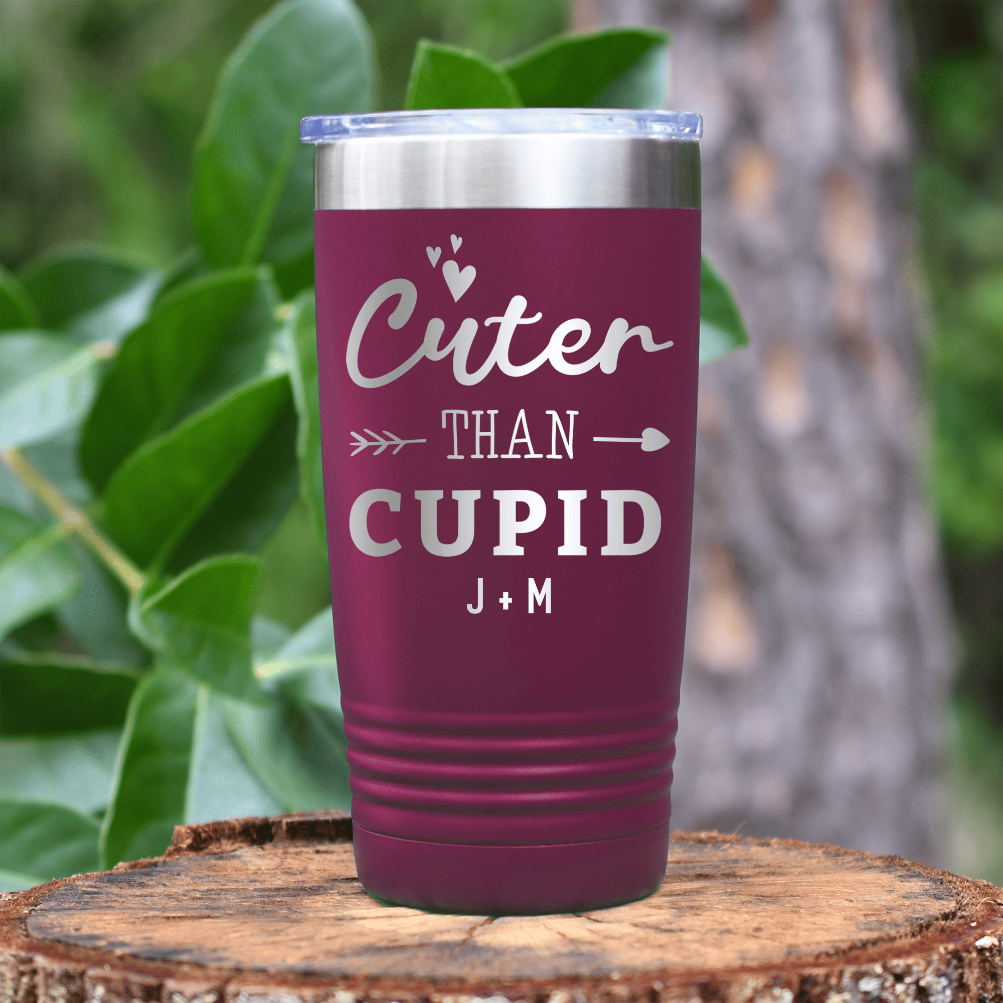 Maroon Valentines Day Tumbler With Cuter Than Cupid Design