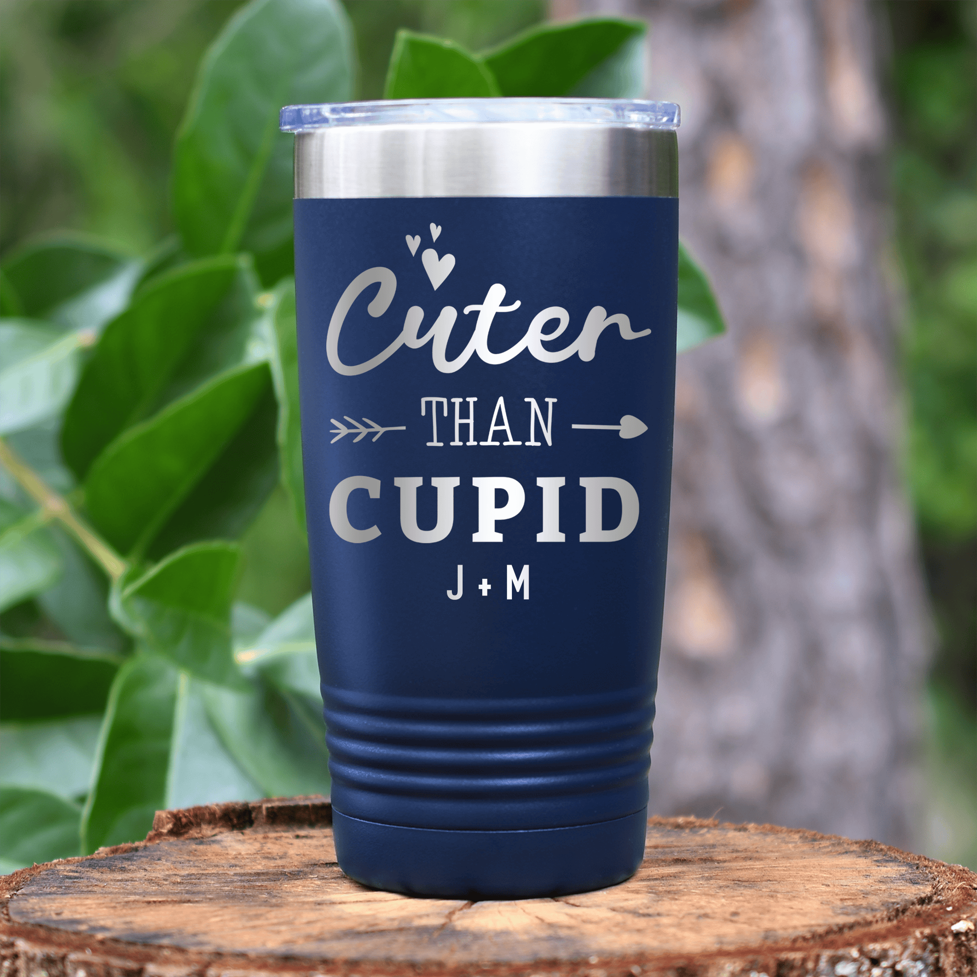 Navy Valentines Day Tumbler With Cuter Than Cupid Design