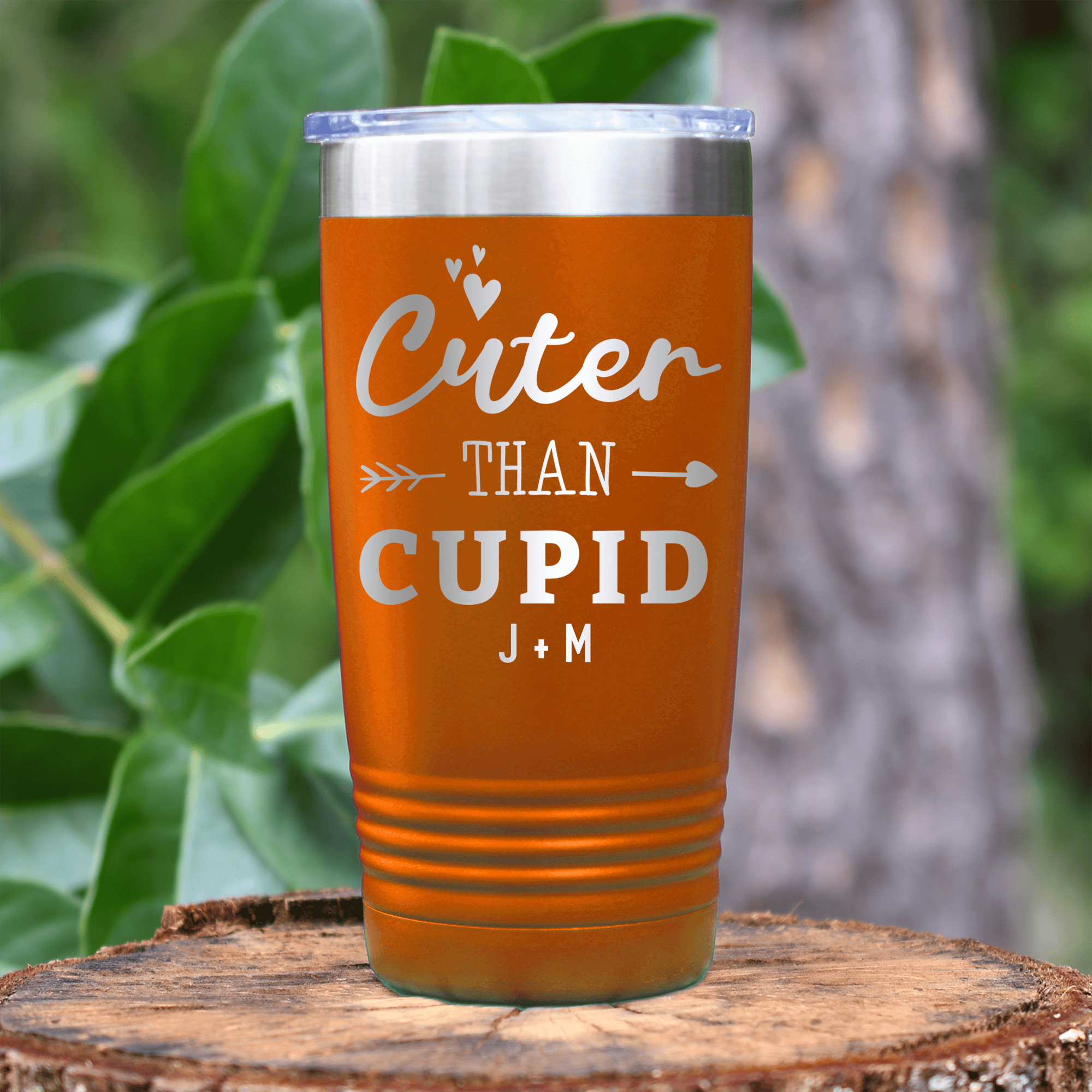 Orange Valentines Day Tumbler With Cuter Than Cupid Design