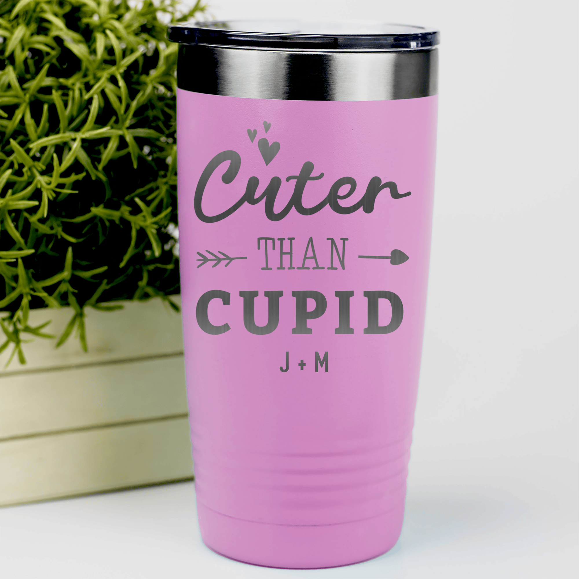 Pink Valentines Day Tumbler With Cuter Than Cupid Design