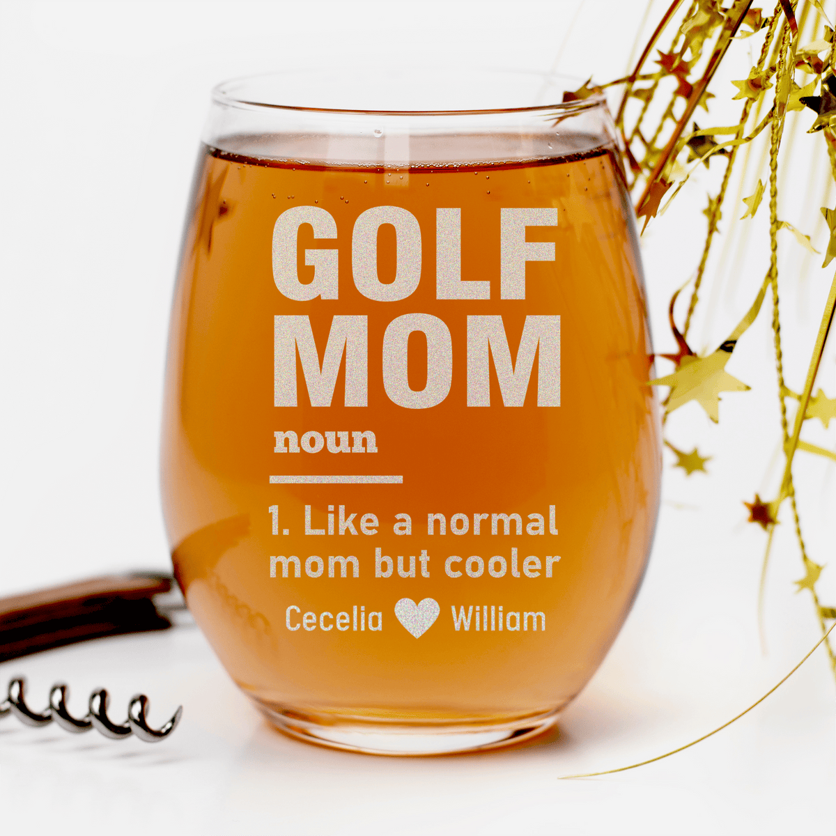 Definition Of A Golf Mom Stemless Wine Glass