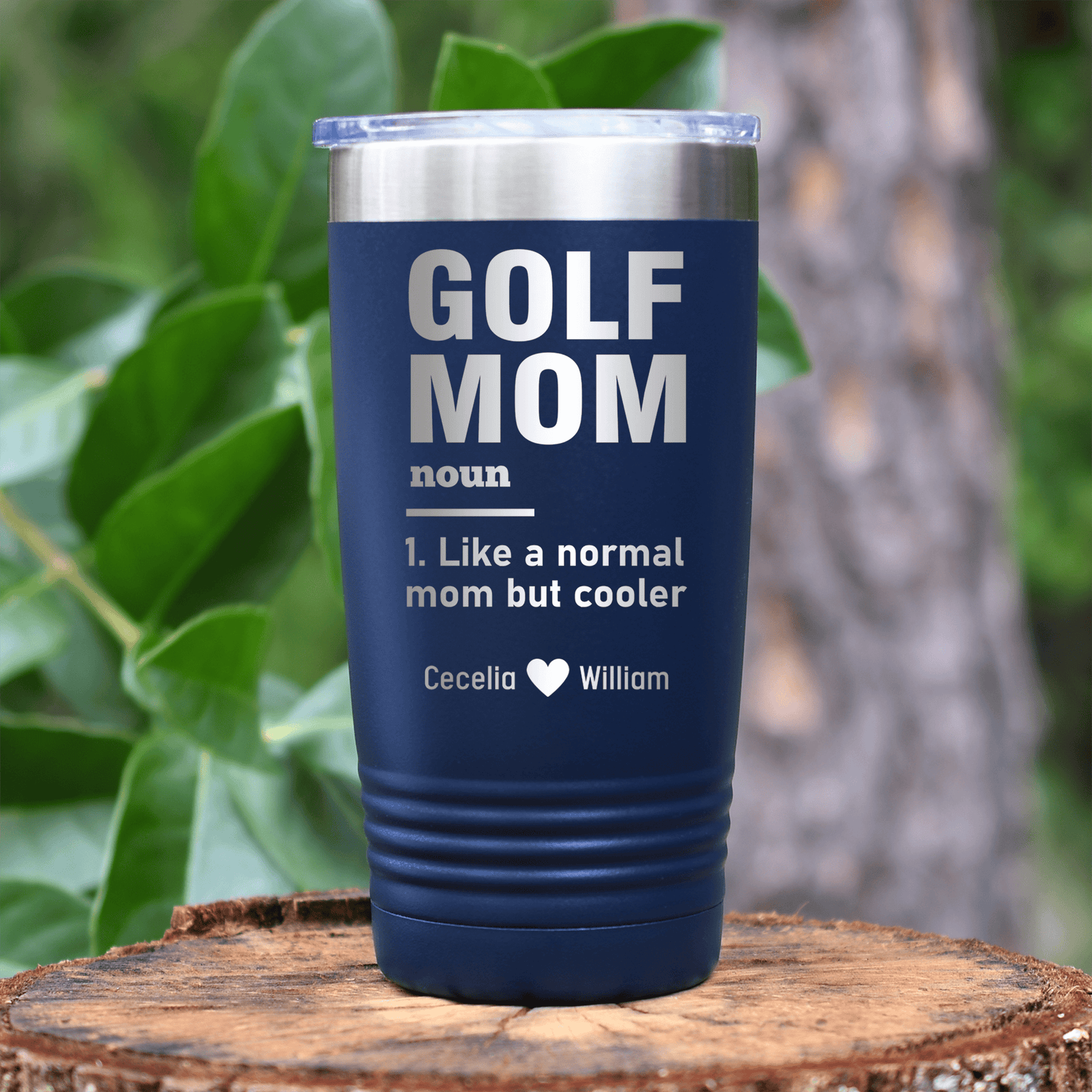 Navy Golf Mom Tumbler With Definition Of A Golf Mom Design