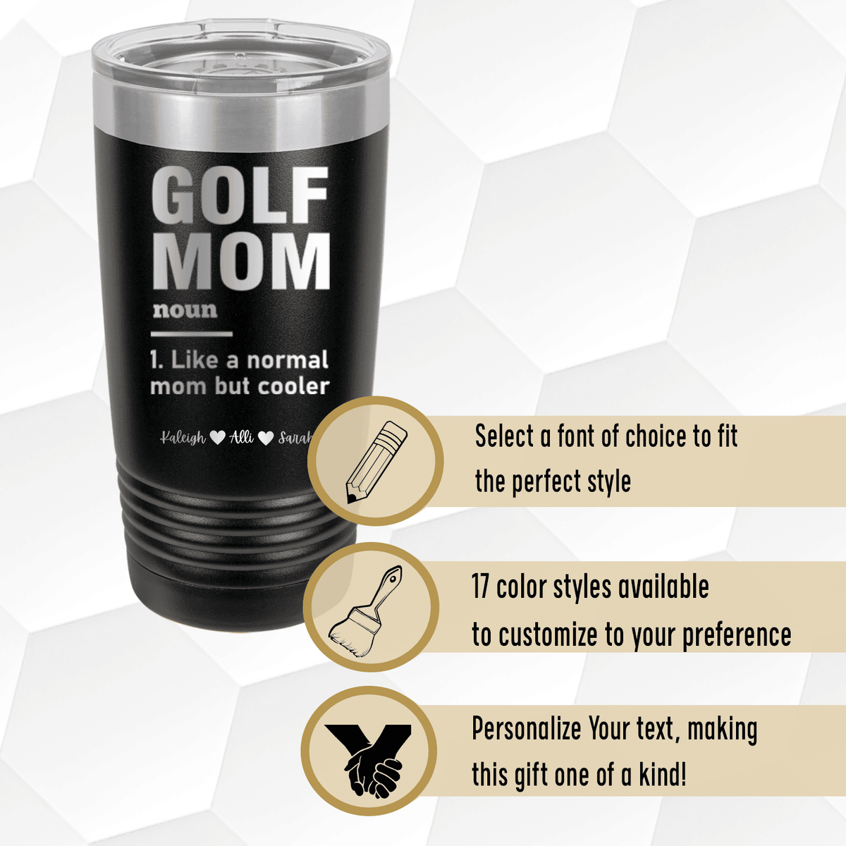 Personalized Definition Of A Golf Mom Tumbler for her, Customized Gifts for Women by Groovy Girl Gifts