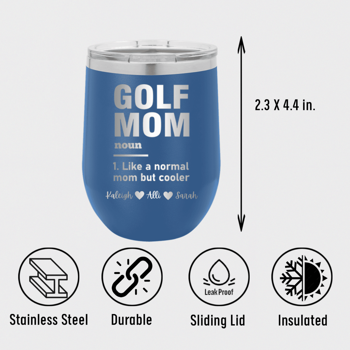 Personalized Definition Of A Golf Mom Wine Tumbler for her, Customized Gifts for Women by Groovy Girl Gifts