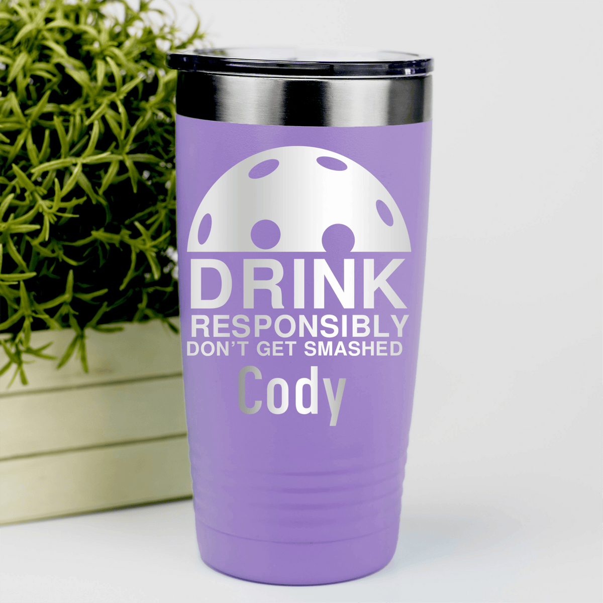 Light Purple Pickleball Tumbler With Dont Get Smashed Design
