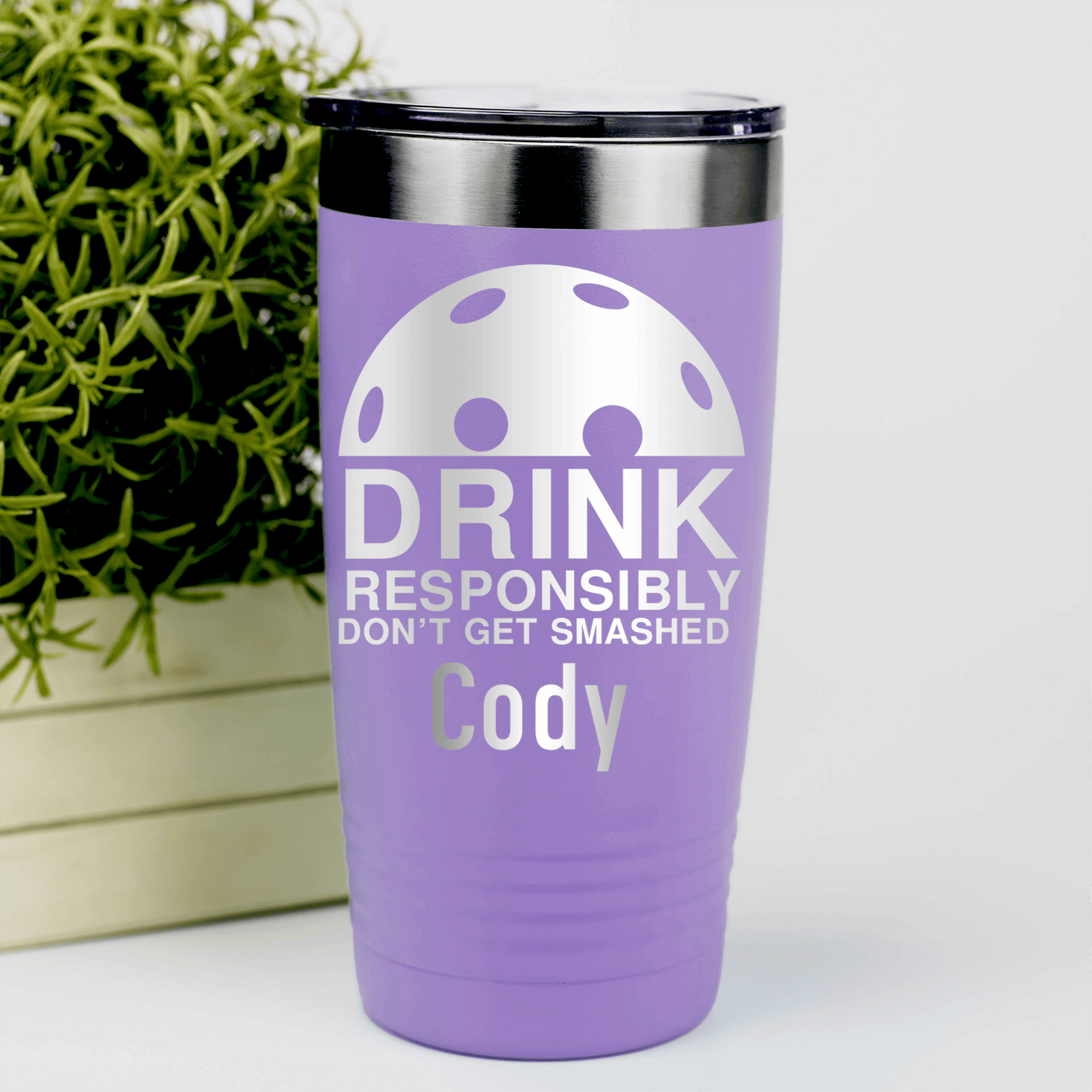 Light Purple Pickleball Tumbler With Dont Get Smashed Design
