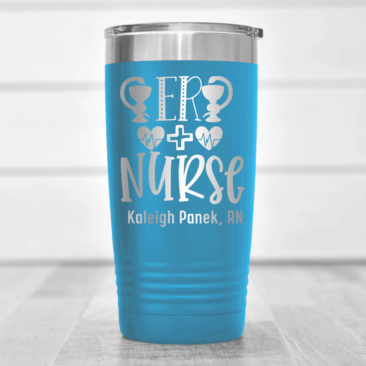 Light Blue Nurse Tumbler With Er Nurse Design