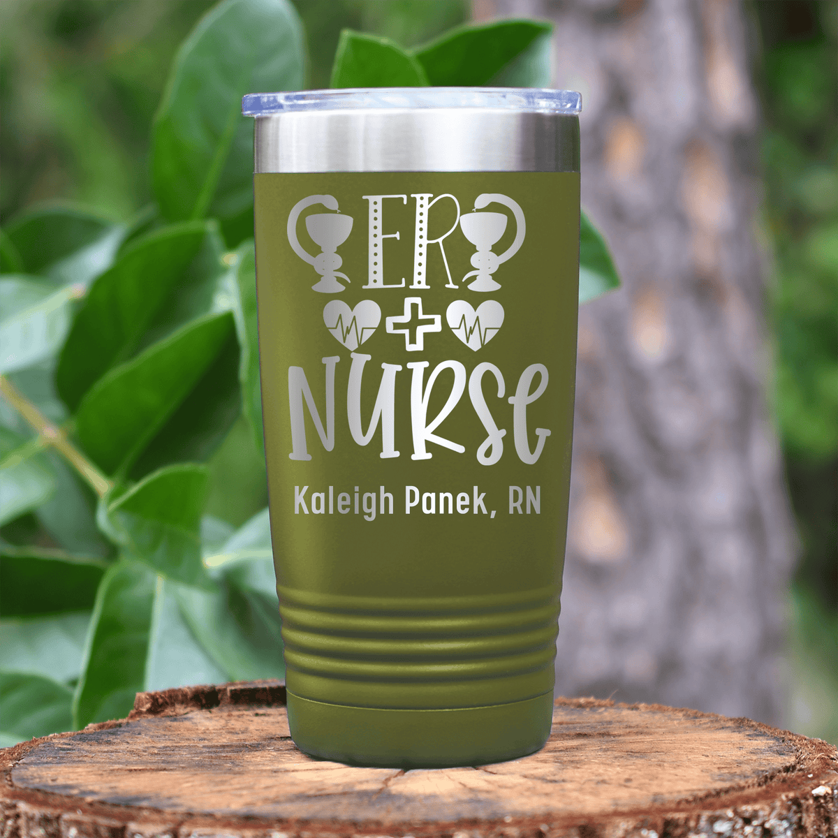 Military Green Nurse Tumbler With Er Nurse Design