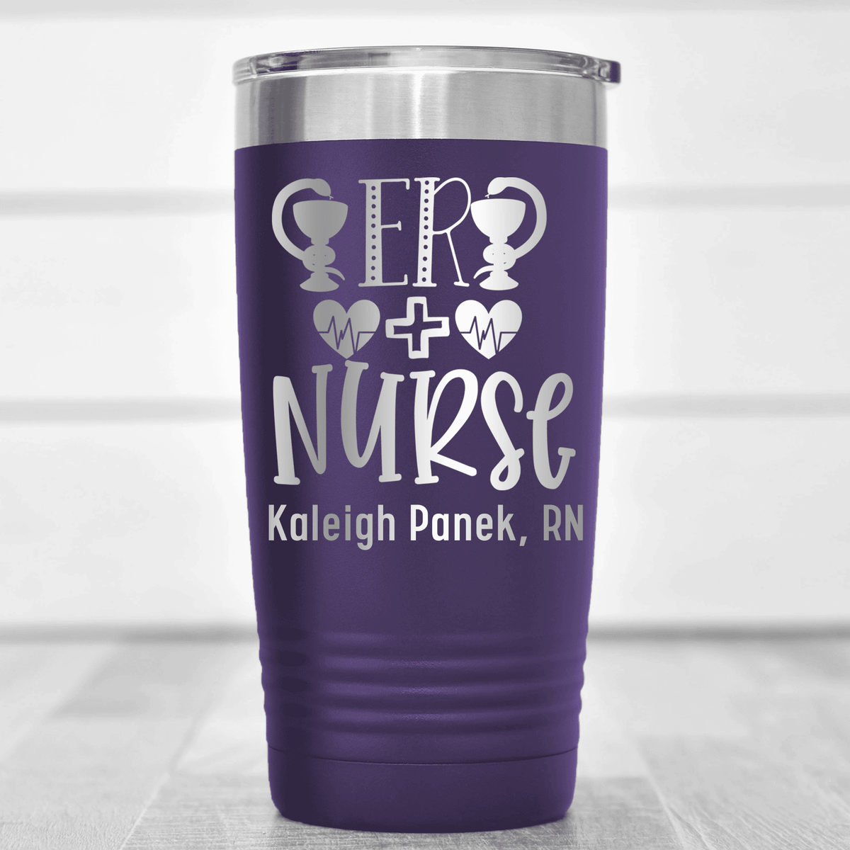 Purple Nurse Tumbler With Er Nurse Design