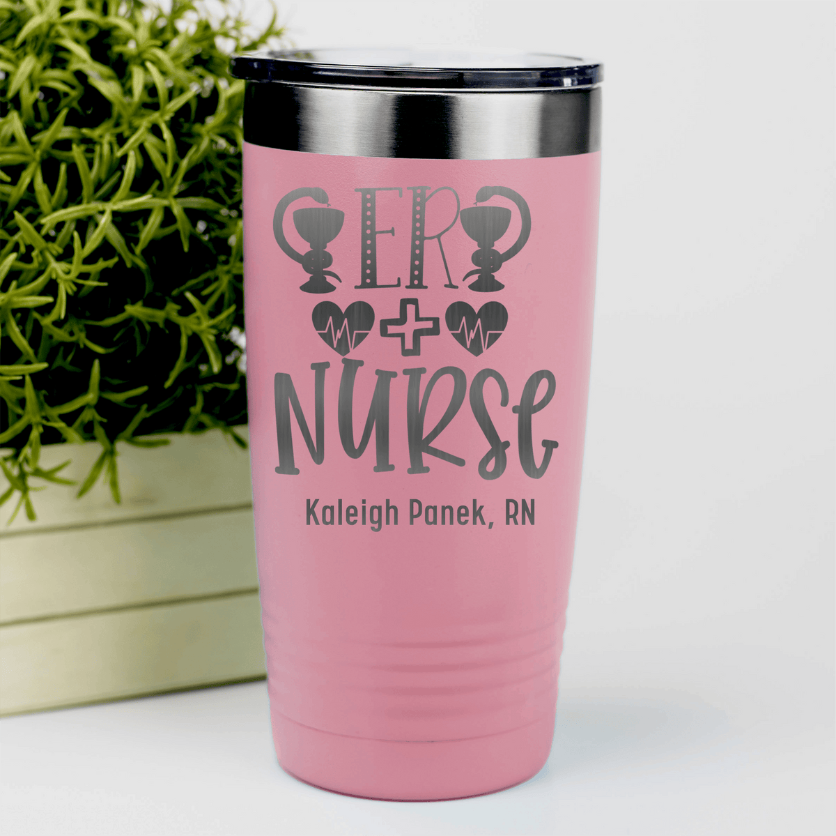 Salmon Nurse Tumbler With Er Nurse Design