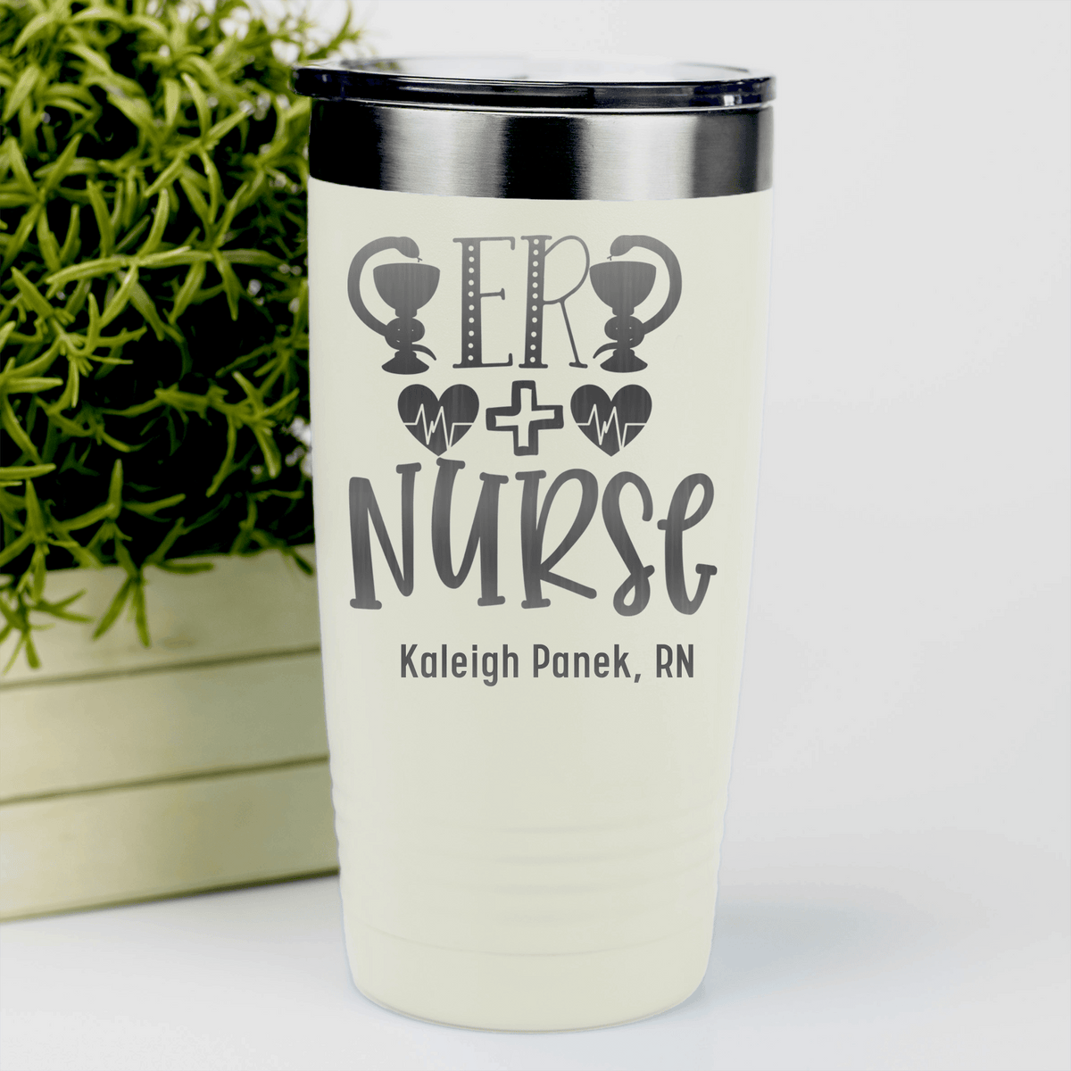 White Nurse Tumbler With Er Nurse Design