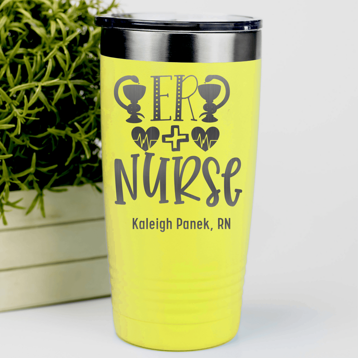 Yellow Nurse Tumbler With Er Nurse Design