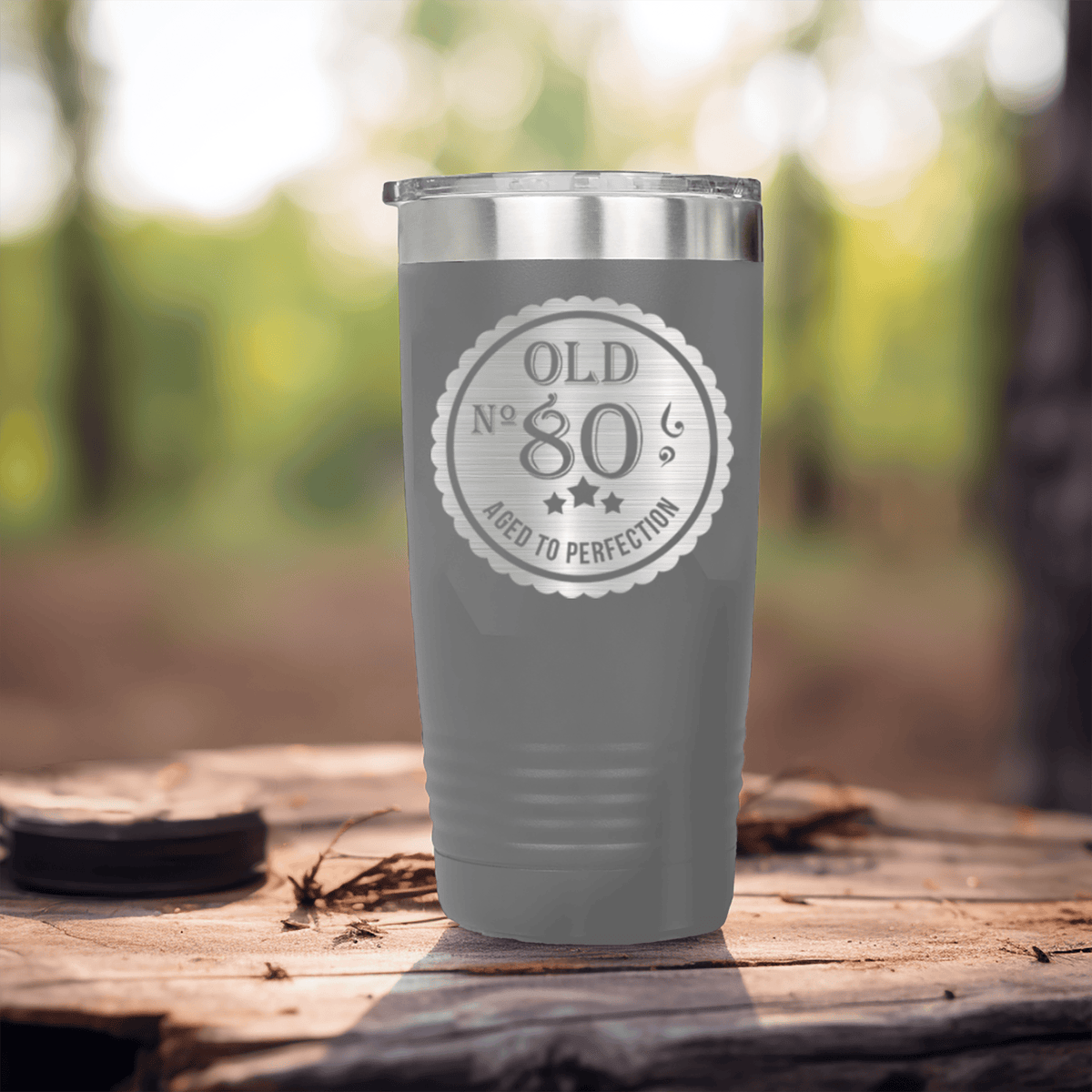 Grey birthday tumbler Eighty Aged To Perfection